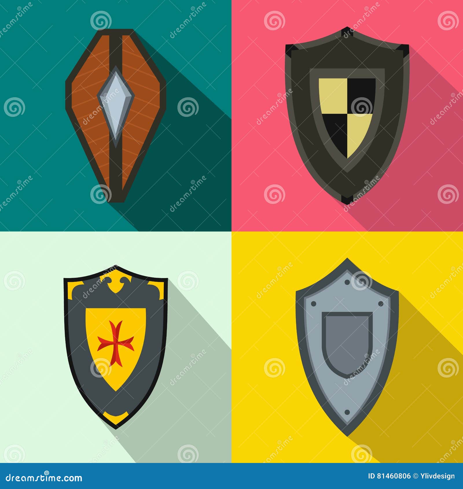 Shields Banners Set, Flat Style Stock Vector Illustration of consumer