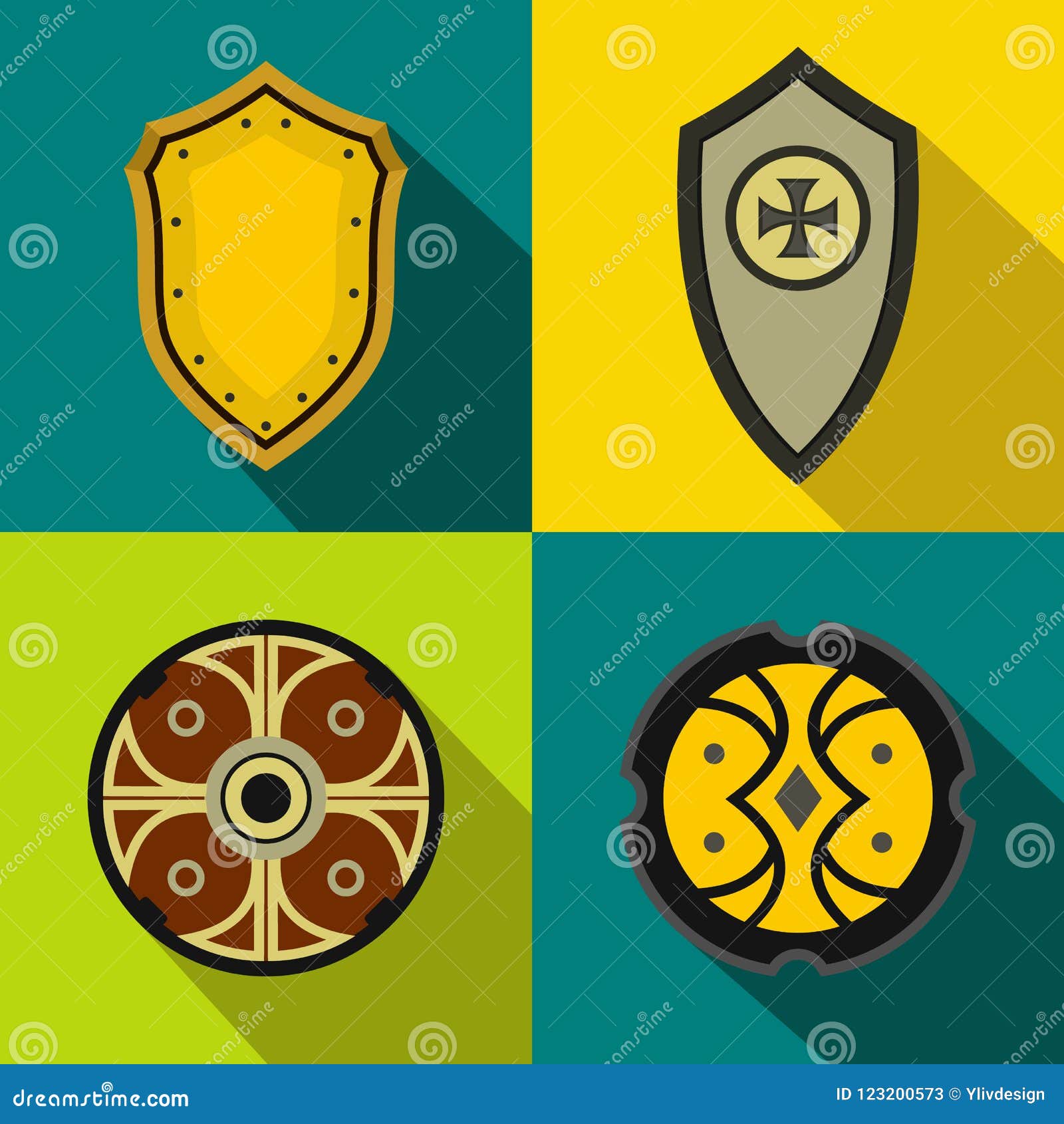 Shields Banners Set, Flat Style Stock Illustration Illustration of