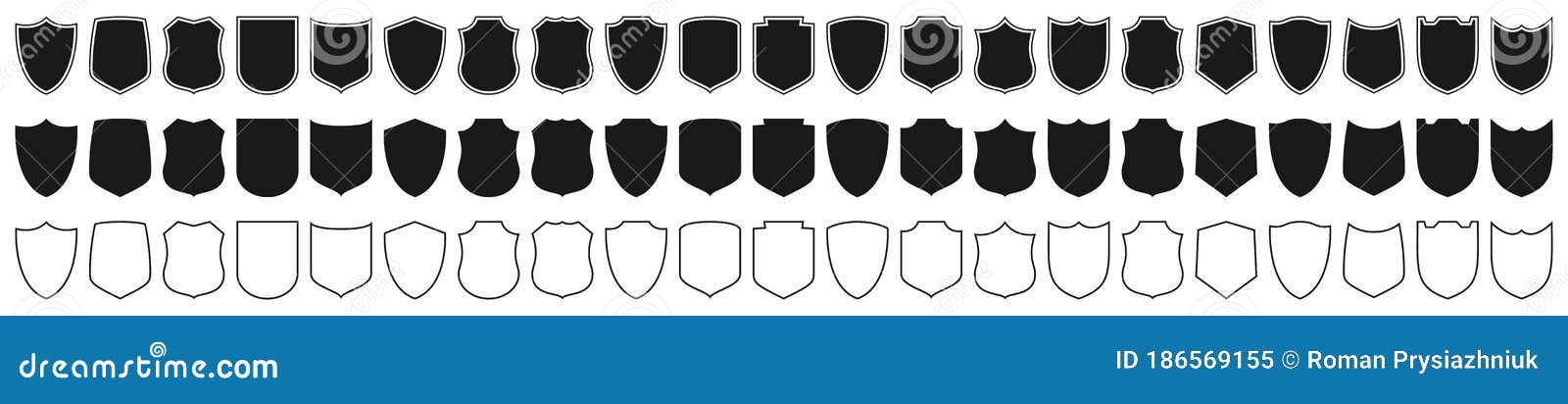 shields set. collection of security shield icons with contours and linear signs.  s for concept of safety and protect