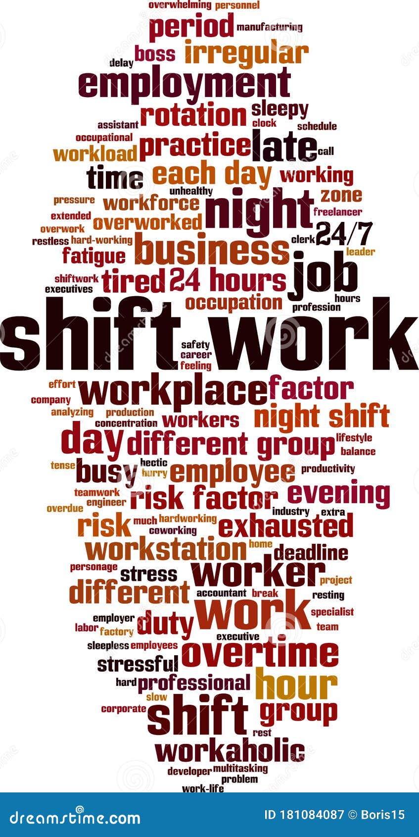 Shift work word cloud stock vector. Illustration of boss - 181084087