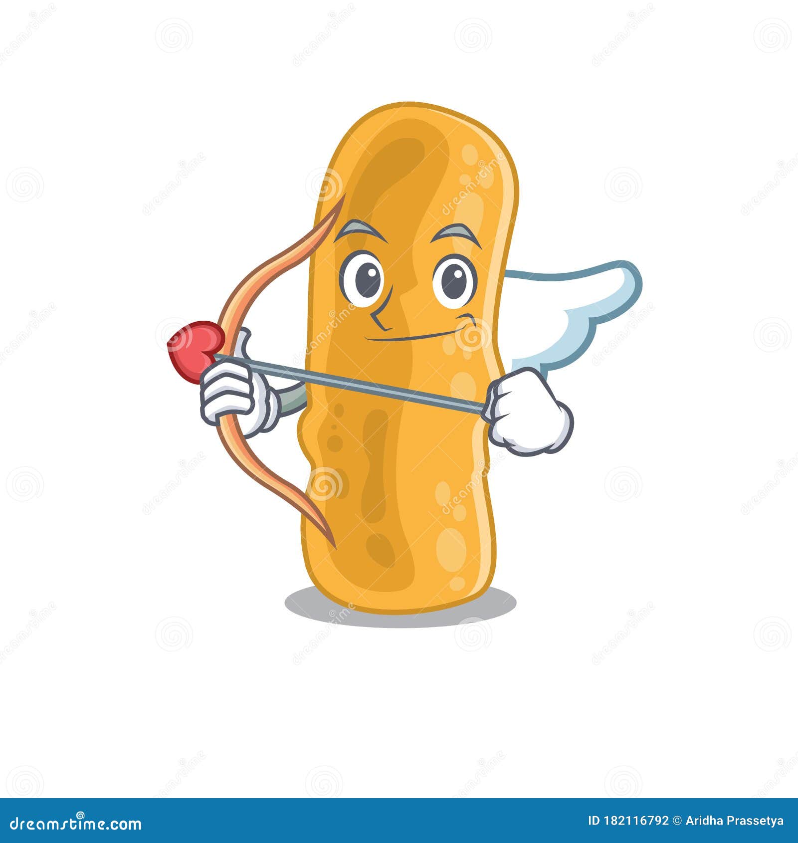 shigella flexneri in cupid cartoon character with arrow and wings