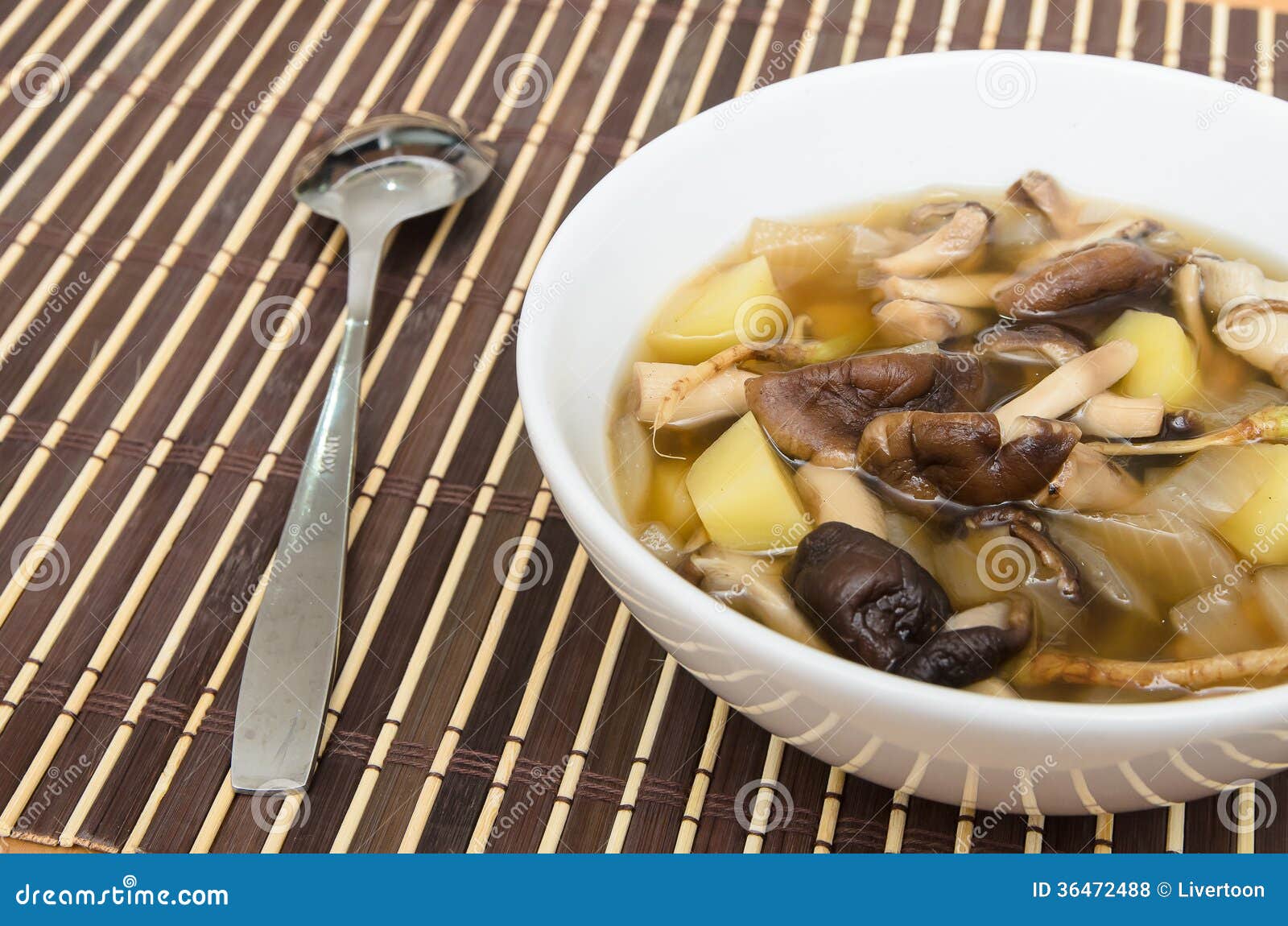 Shiitake Mushroom Soup with Onion and Potato Stock Photo Image of