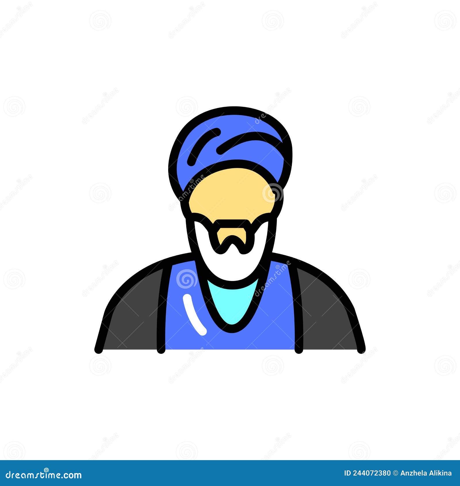 shiite muslim man line color icon.   .