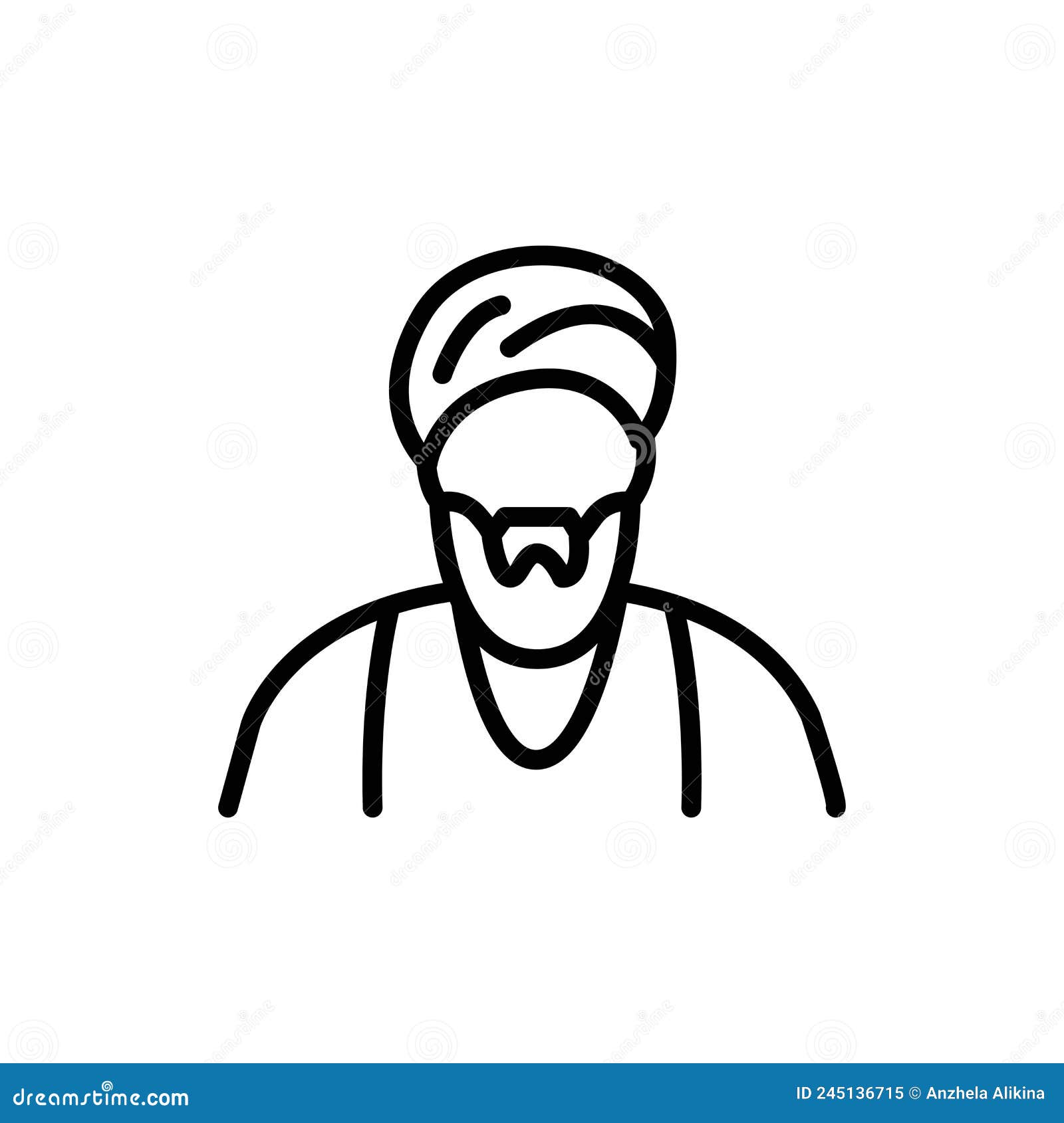 shiite muslim man line color icon.   .
