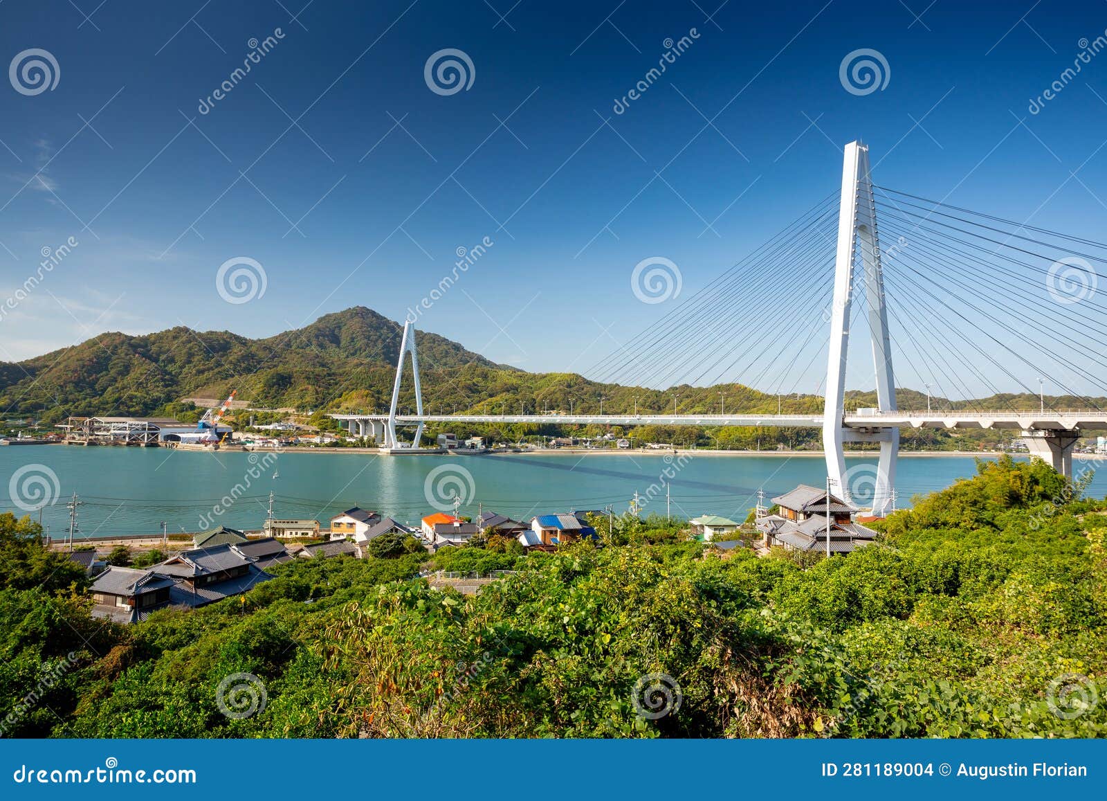 Shimanami Kaido Cycling Route, Japan. Stock Photo Image of green