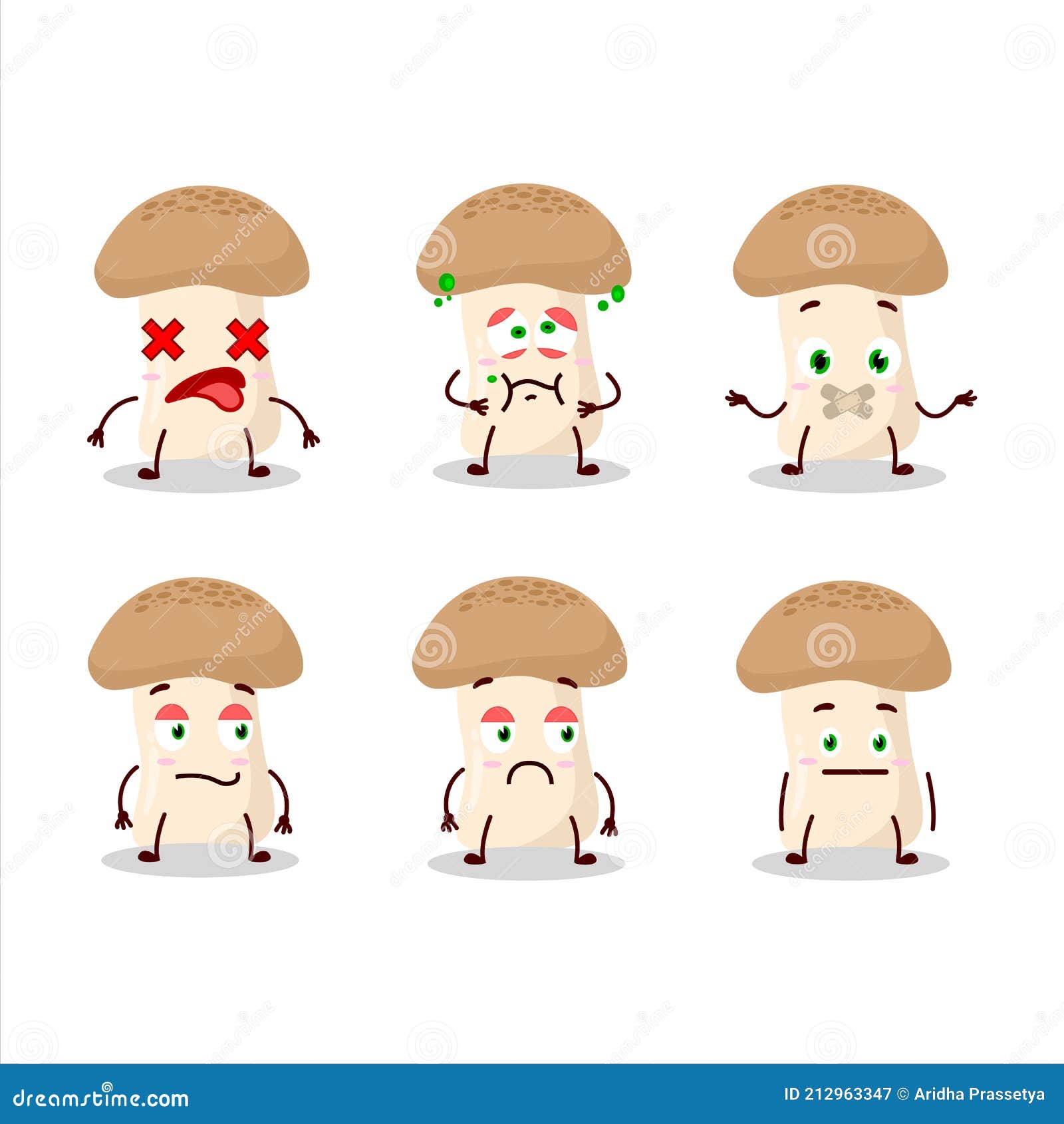 Shimeji Mushroom Cartoon Character With Nope Expression Stock