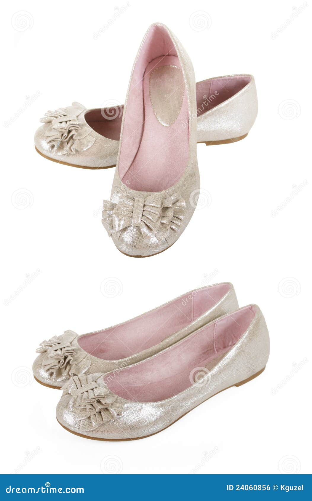 Shimmer gold flat shoes stock photo. Image of shimmer 24060856