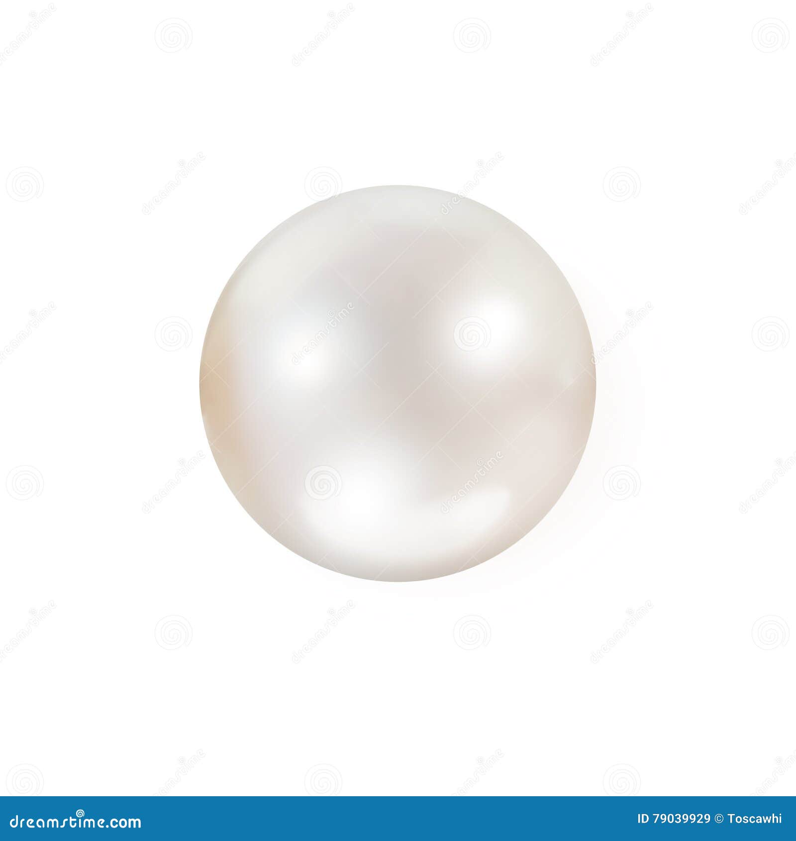 shimmering single white natural pearl  on white background