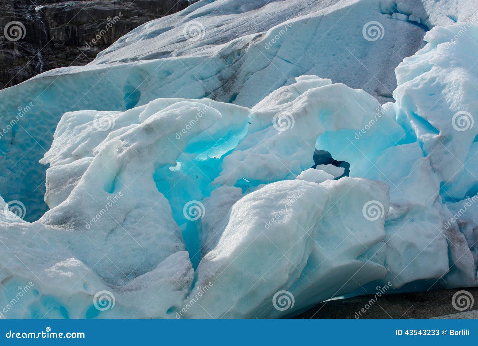 shine ice glow of nigardsbreen glacier (norway)