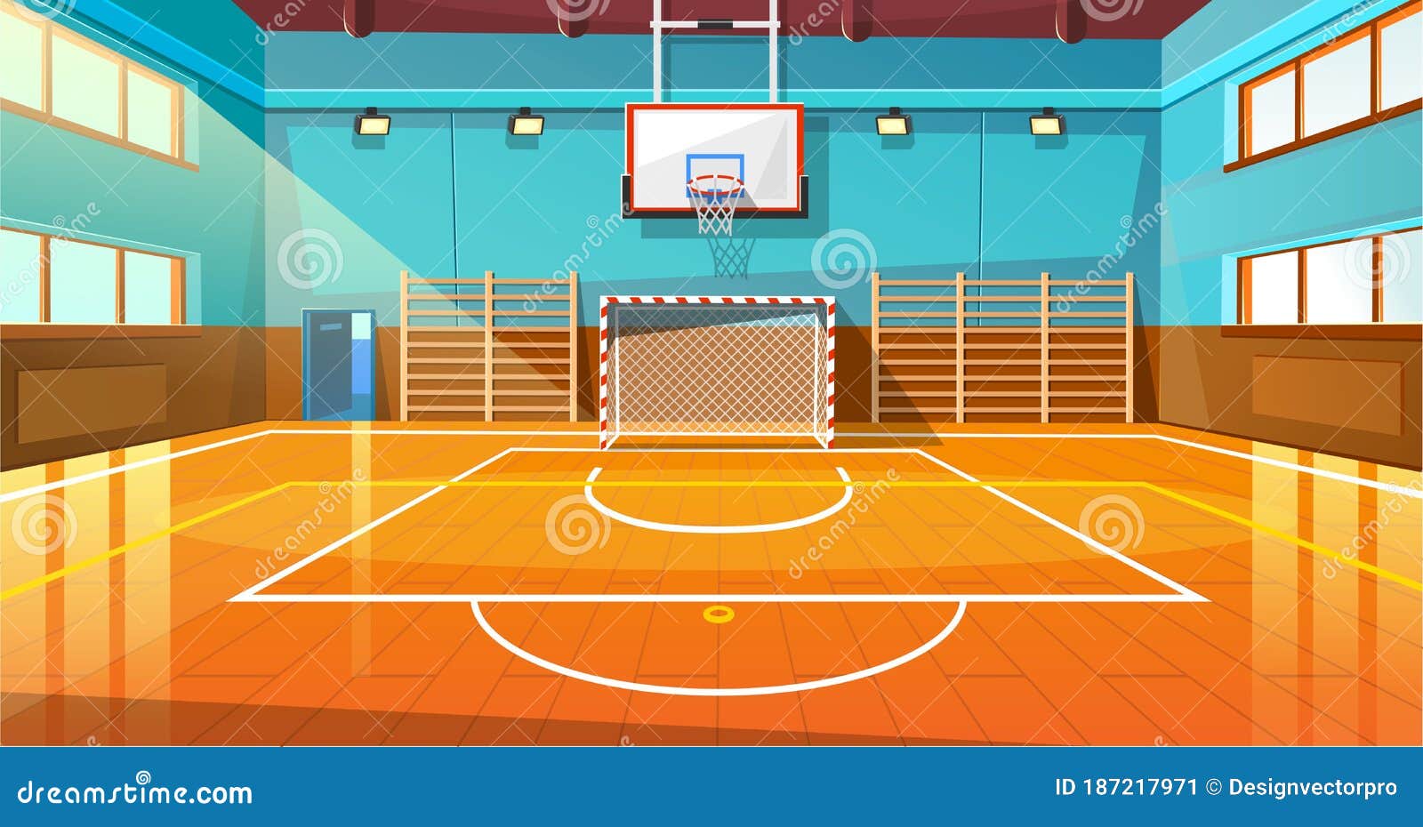 Basketball Court Isolated On White Background. Top View Vector