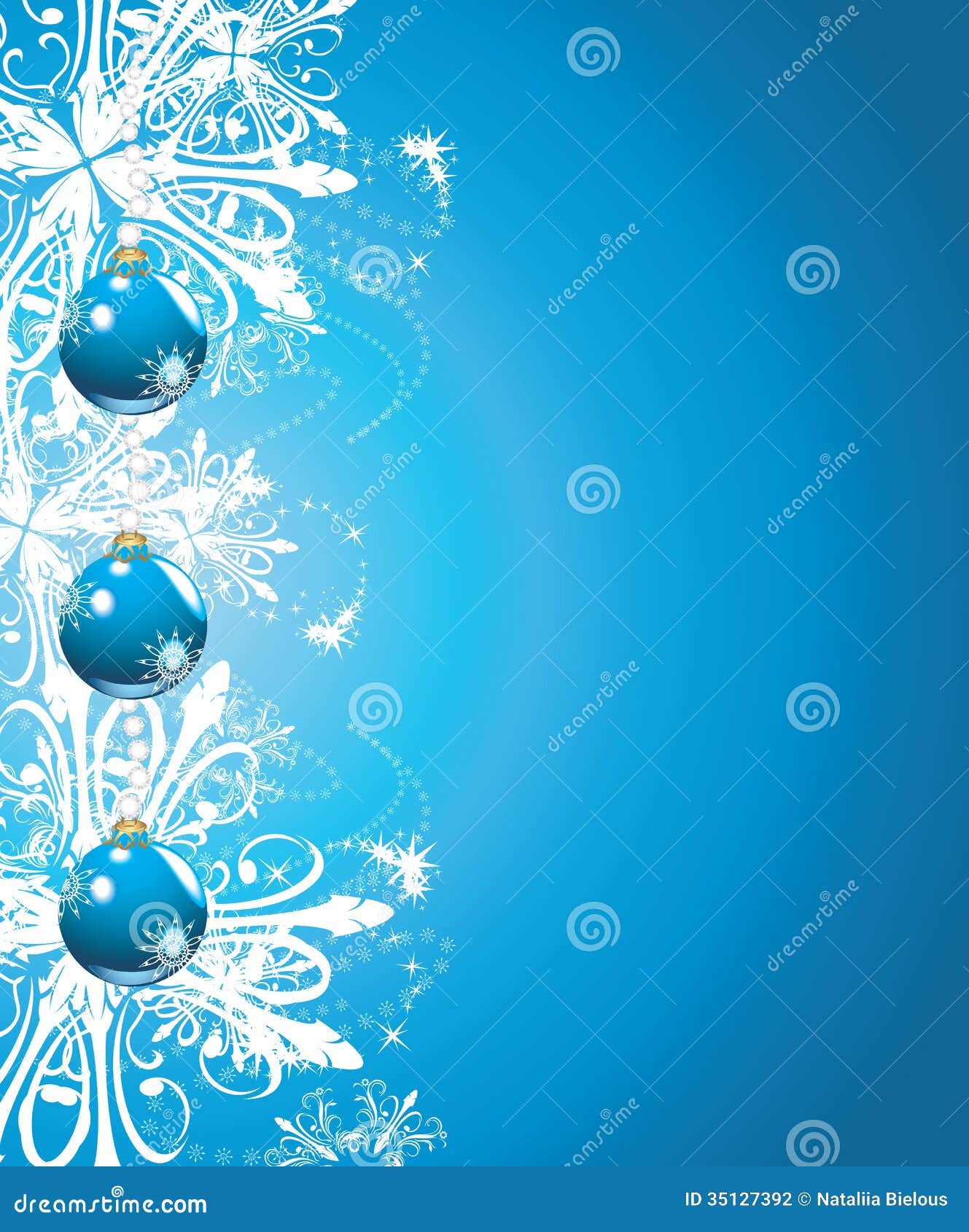 Shining Blue Christmas Balls on the Background Wit Stock Vector ...