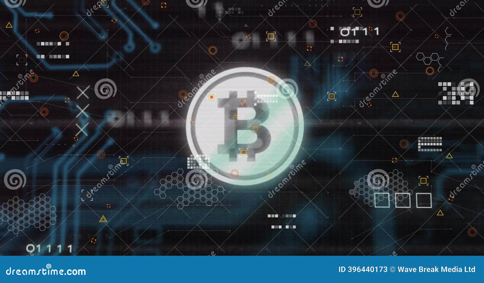 Shining Central Bitcoin Icon Hovering in Virtual Data Network Space, with  Glowing Circuit Traces Stock Illustration - Illustration of bitcoin,  digital: 396440173