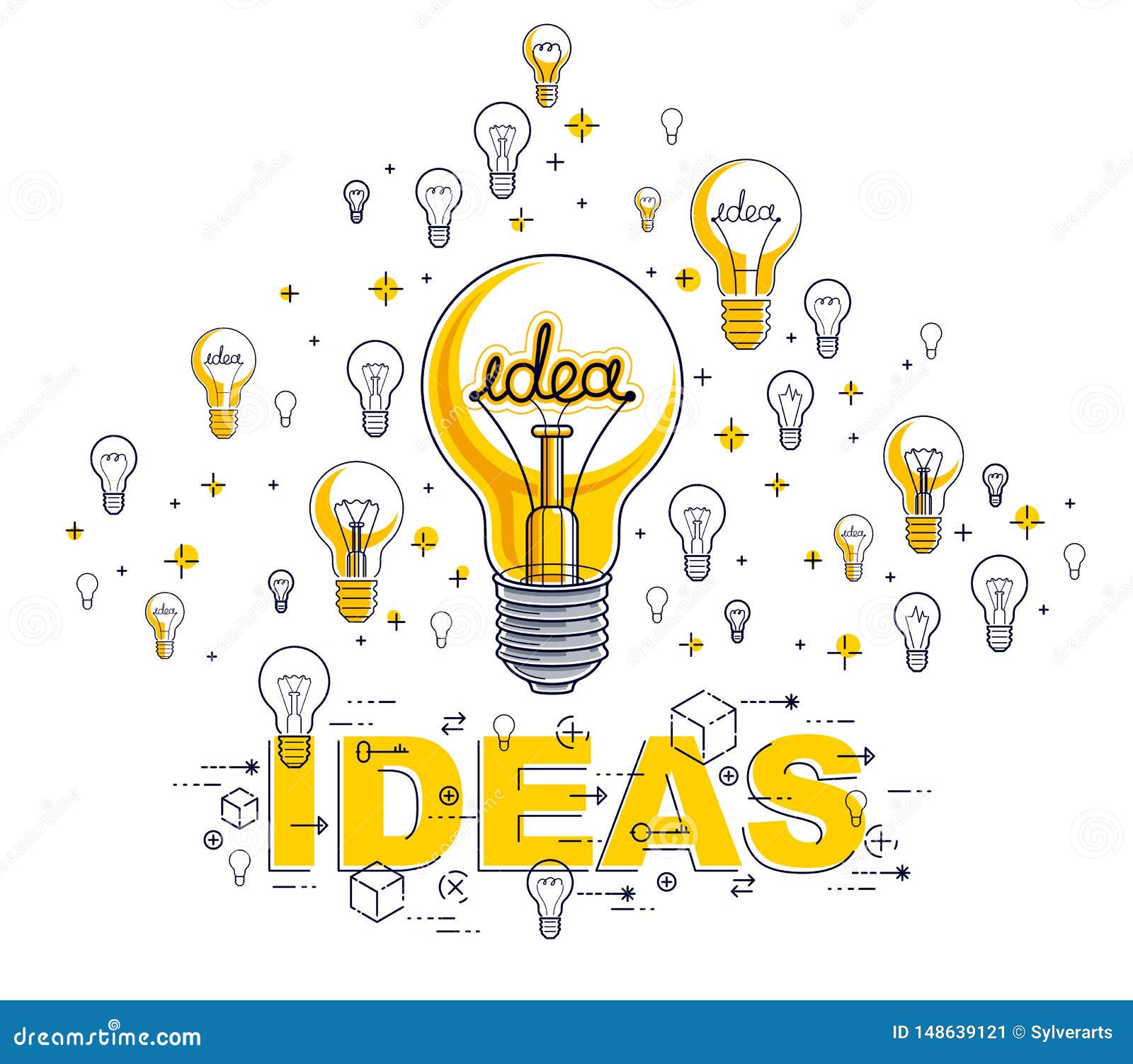 Shining Light Bulb and Set of Lightbulb Icons, Ideas Creative Concept ...