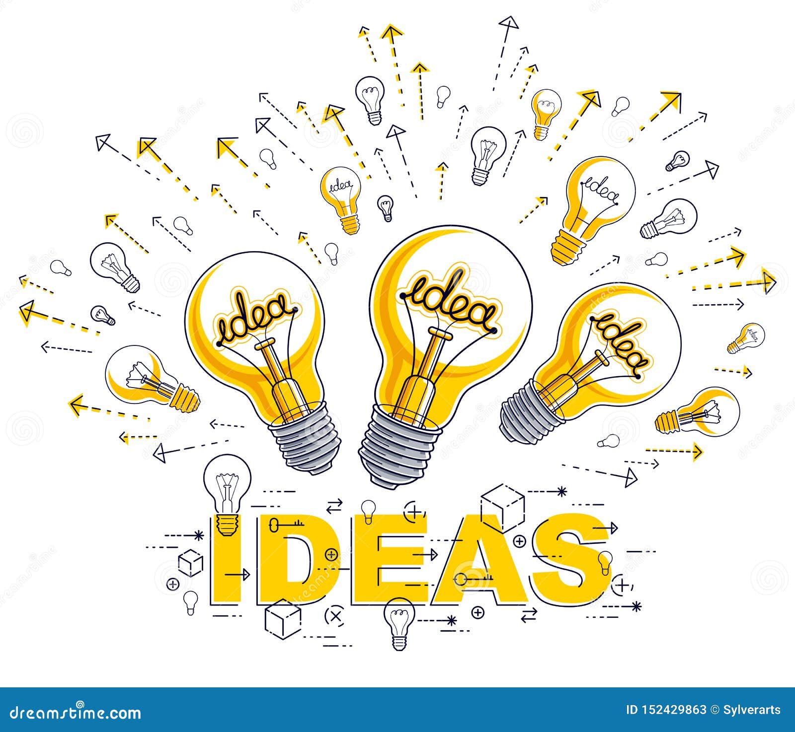 Shining Light Bulb and Set of Lightbulb Icons, Ideas Creative Concept,  Brainstorm Allegory. Stock Vector - Illustration of bulb, innovative:  152429863, image size:1600x1475