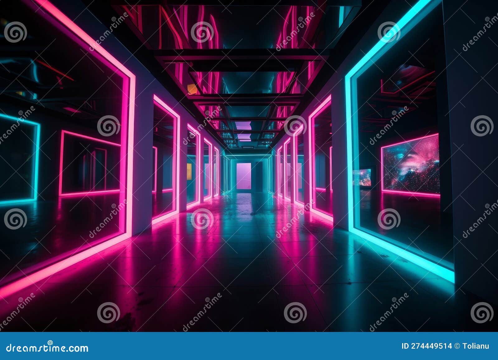 Expressive Design: Magenta and Blue Interiors with Neon Lights and 