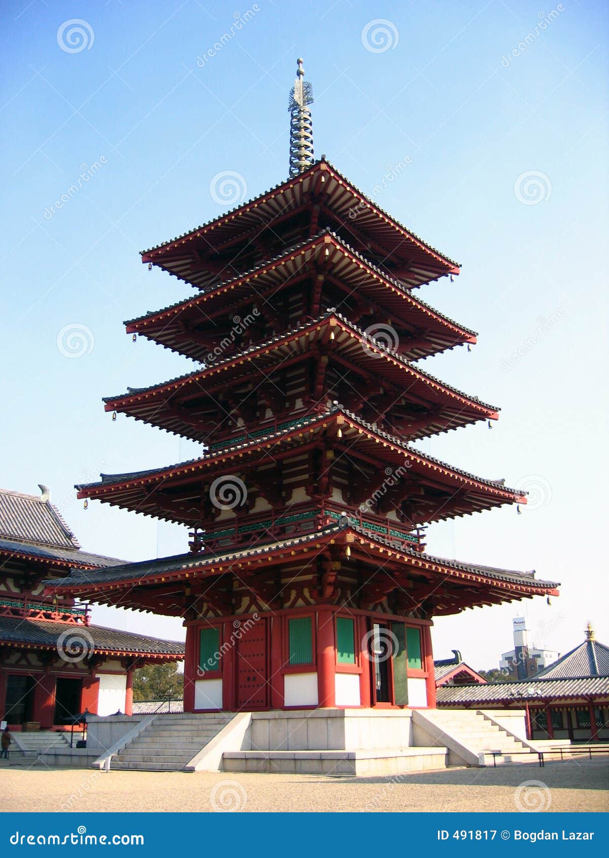 Shintennoji Temple's Pagoda - Osaka, Japan Stock Image 