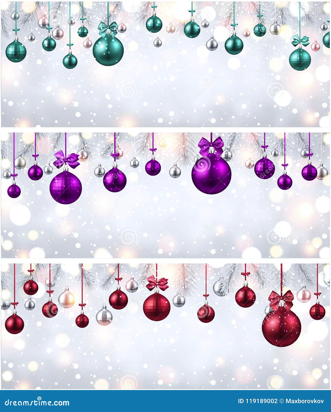 Shiny Banners with Colorful Christmas Balls. Stock Vector ...