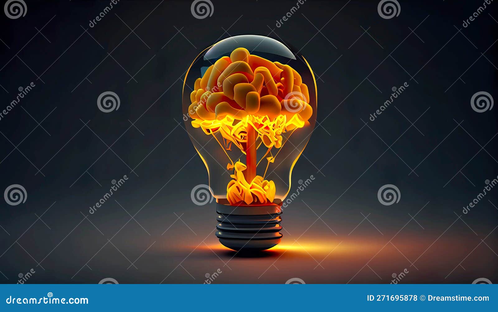 shiny brain inside a bulb for creativity concept.