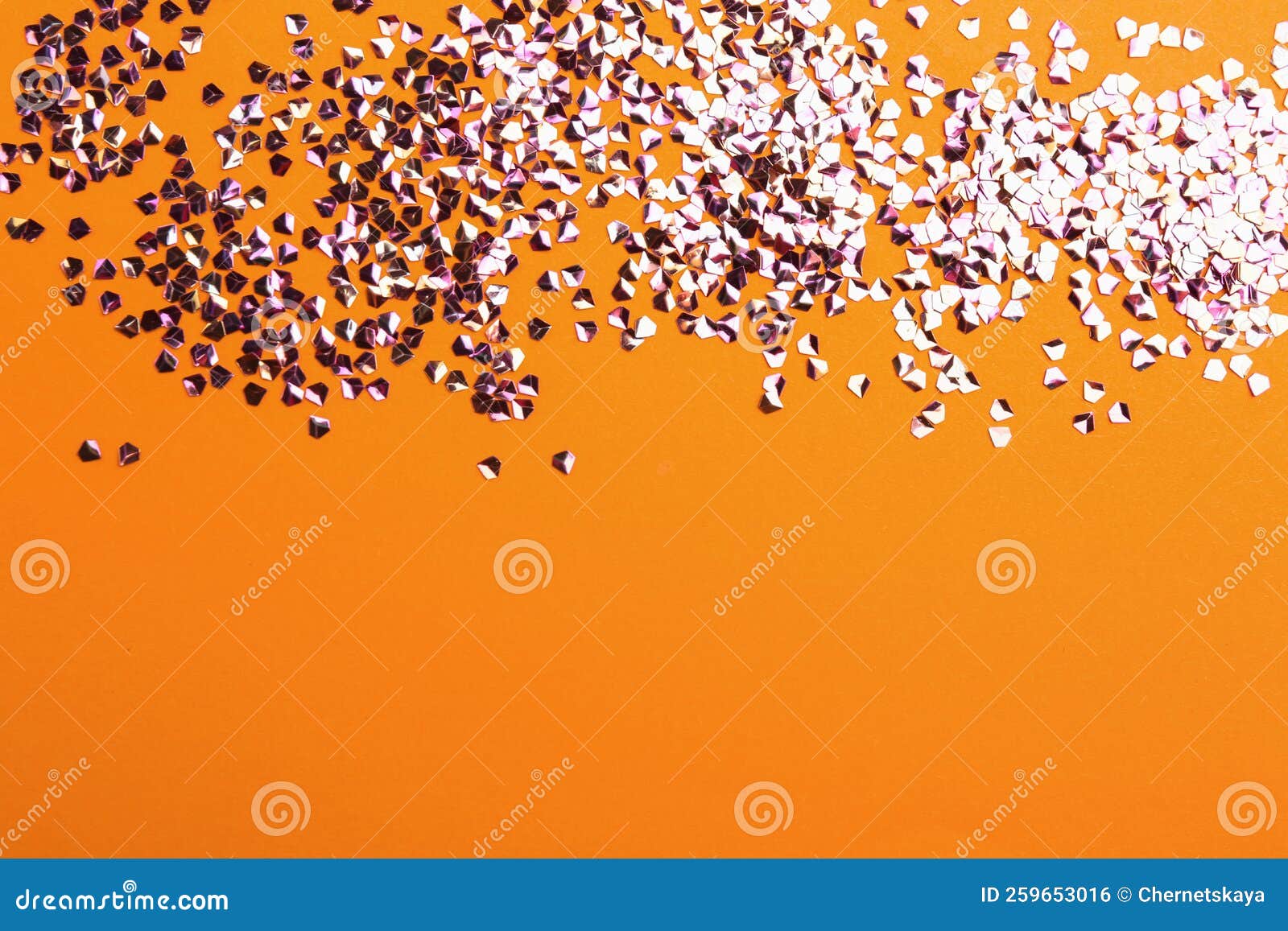 Shiny Bright Glitter on Orange Background, Flat Lay Stock Illustration