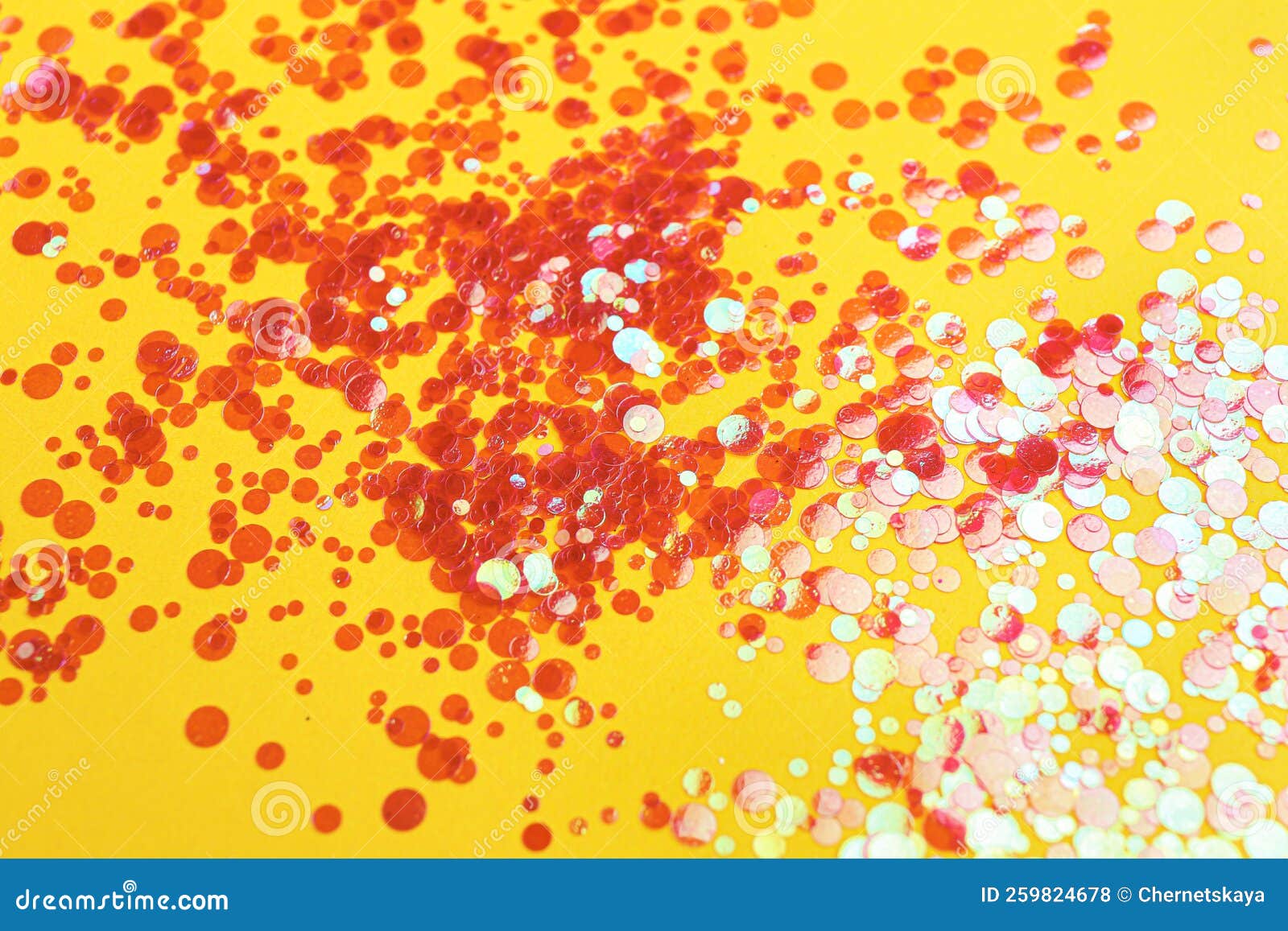 Shiny Bright Red Glitter on Yellow Background Stock Photo Image of