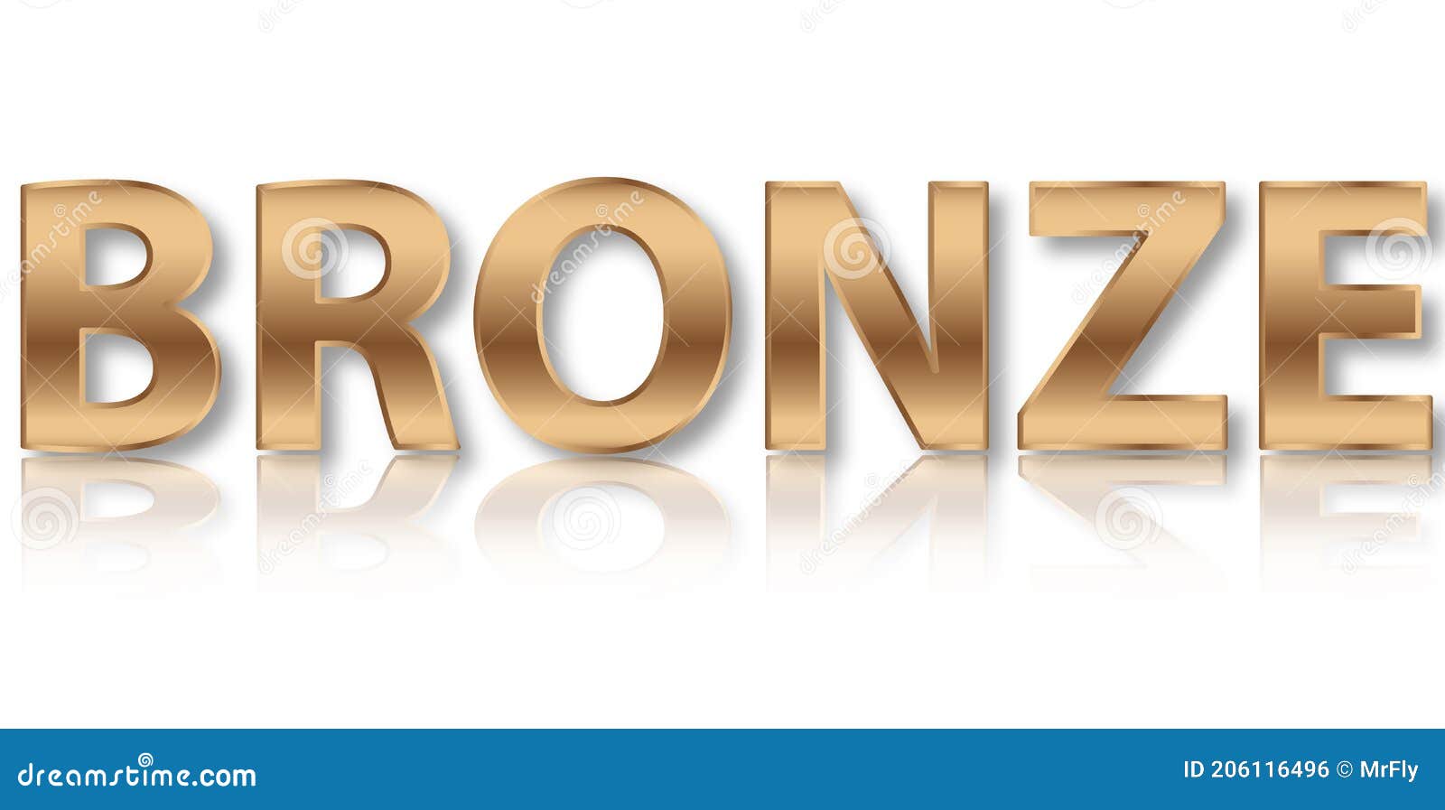 Shiny Bronze Letters with Reflection, Vector Illustration Stock Vector