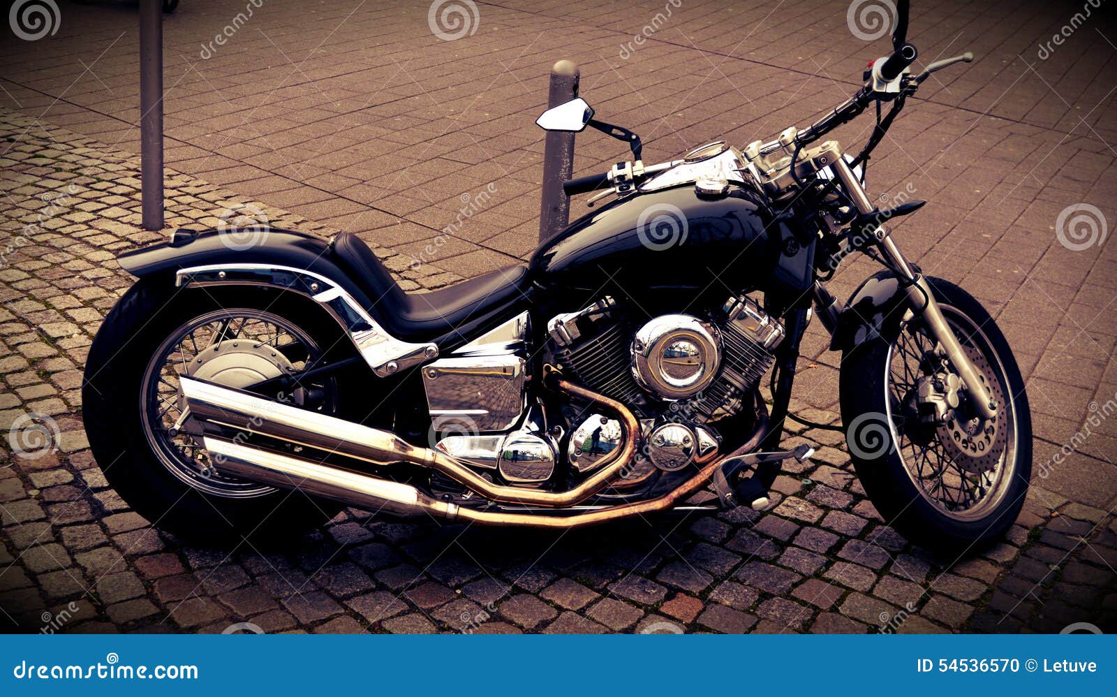 Shiny Chopper Motorcycle Outdoors Stock Photo Image of parked
