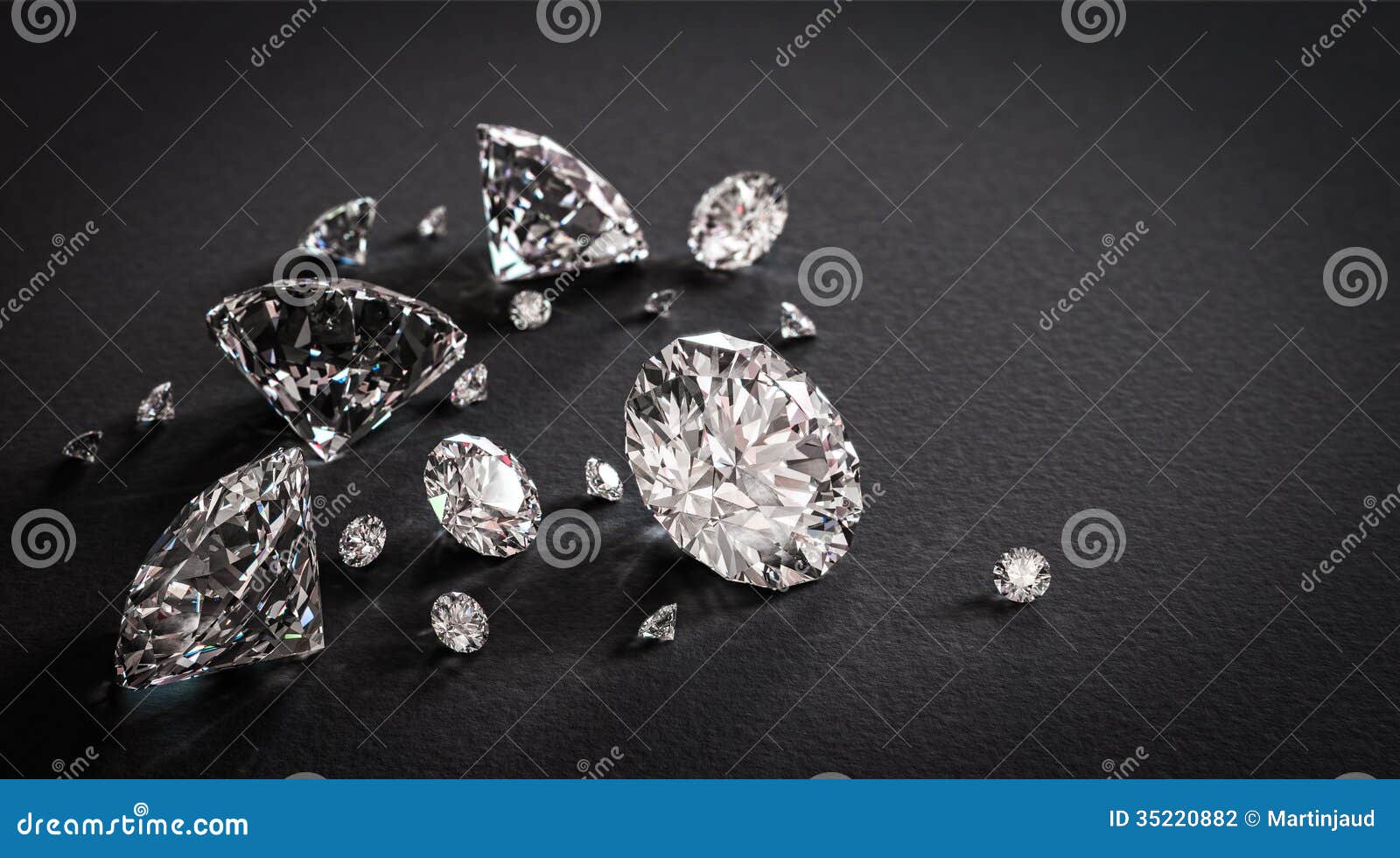 shiny diamonds on black background