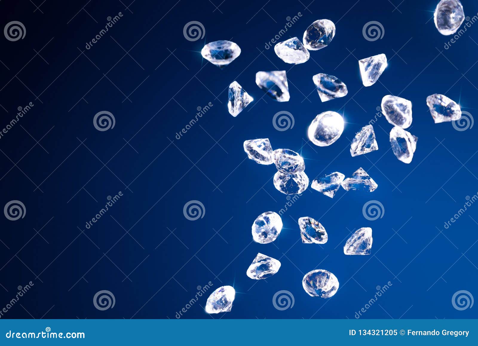 shiny diamonds on a blue background