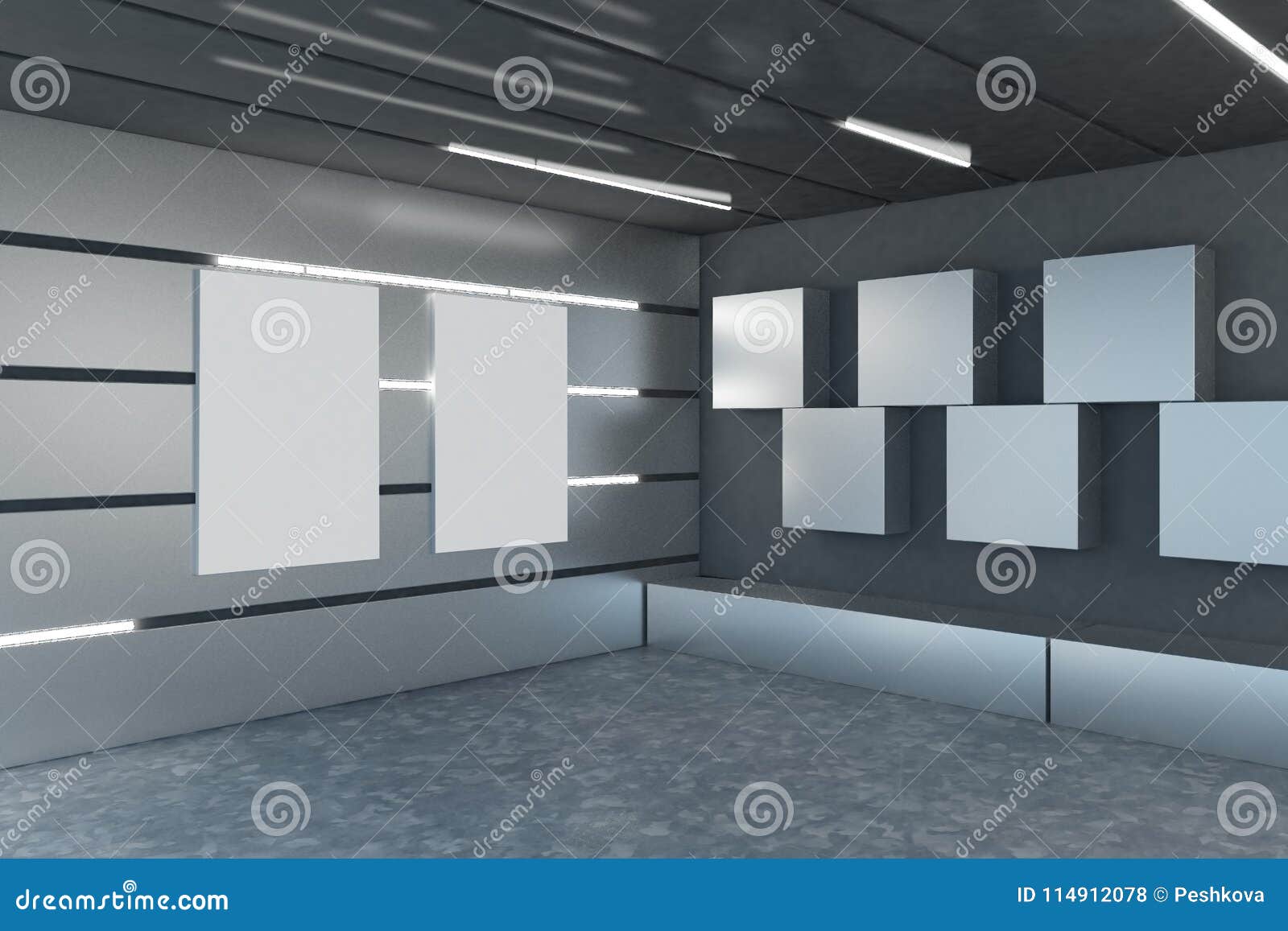 Shiny Garage with Empty Poster Stock Illustration - Illustration of light,  copy: 114912078