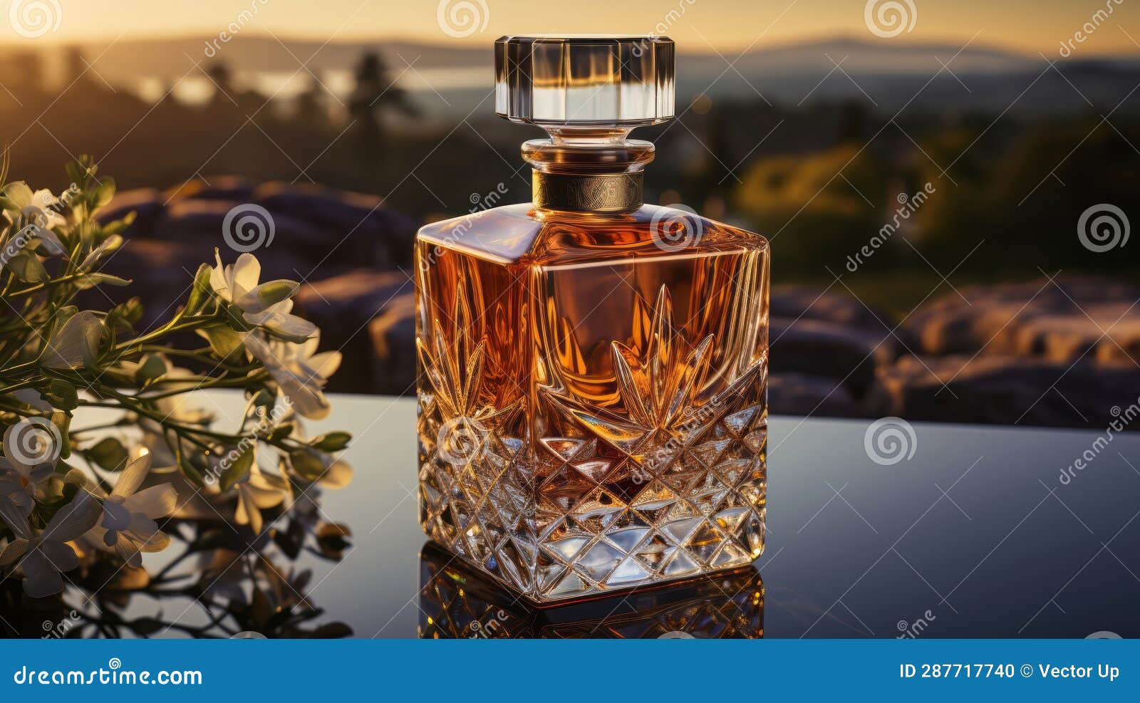 shiny glass container holds old whiskey a celebration. generative ai.
