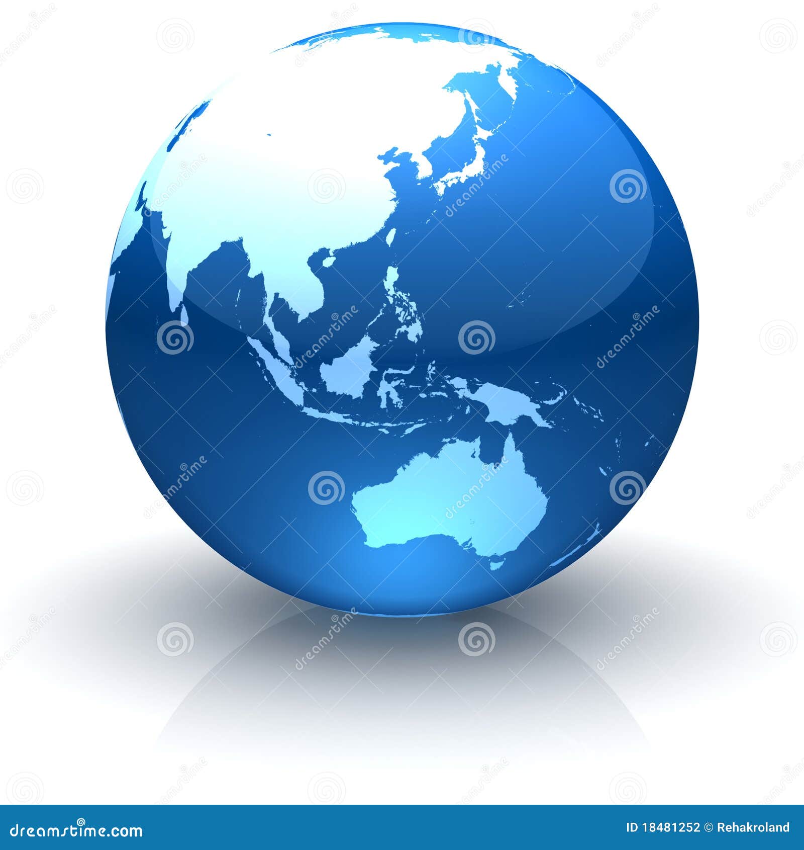 shiny globe facing asia, oceania and australia