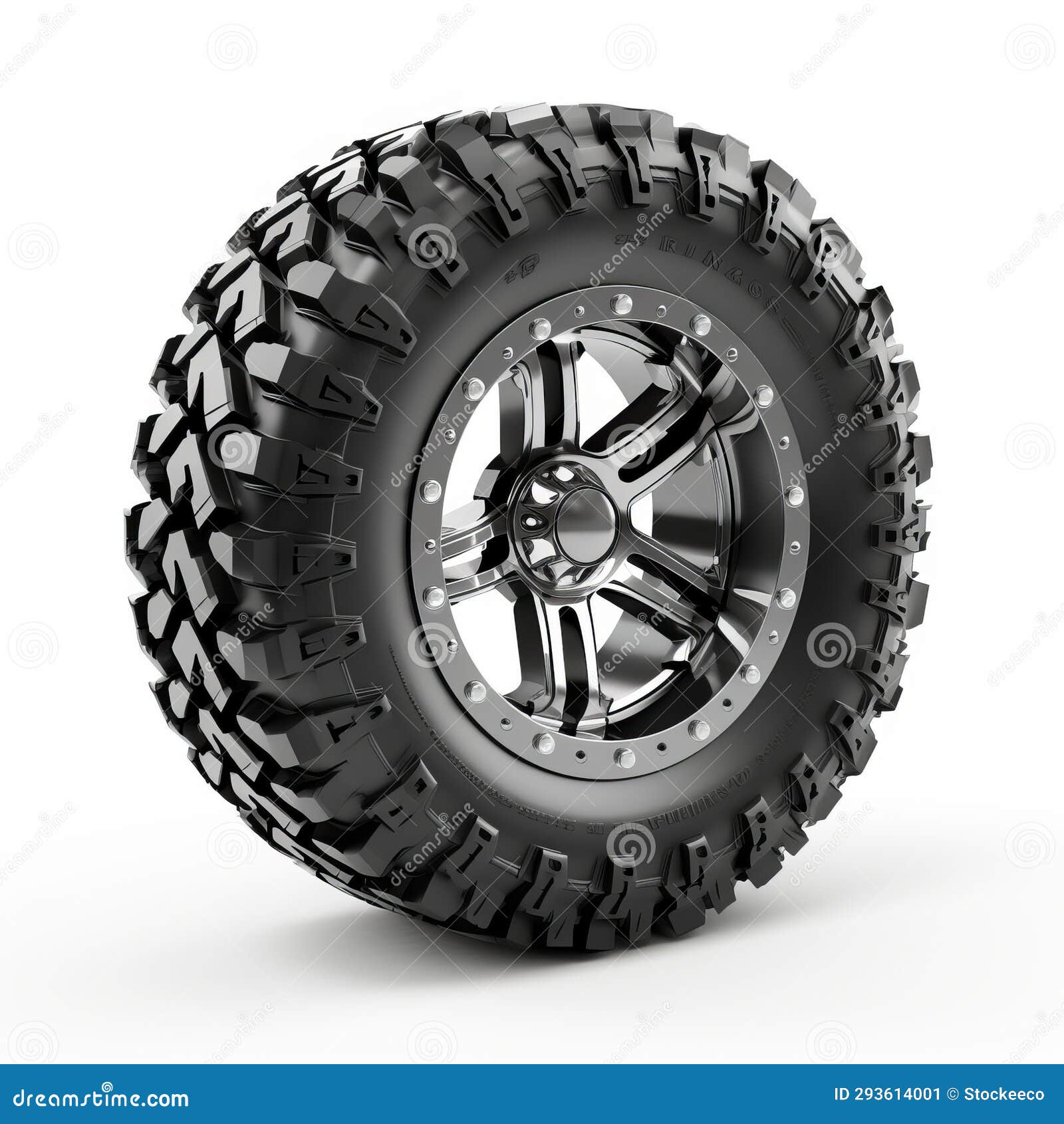 shiny glossy offroad tire  on white background