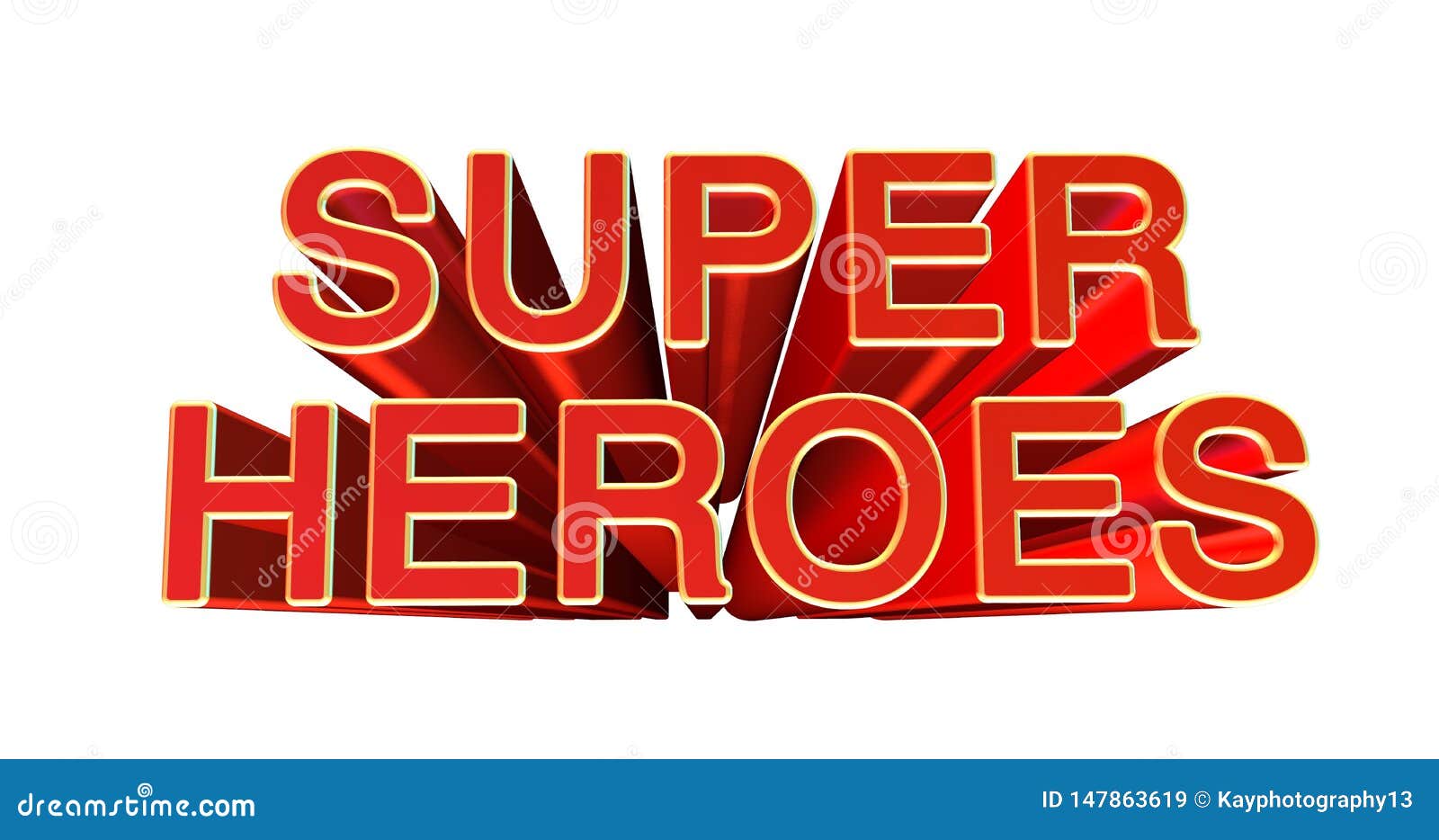 3d  of the word super heroes on white background. 3d rendering.