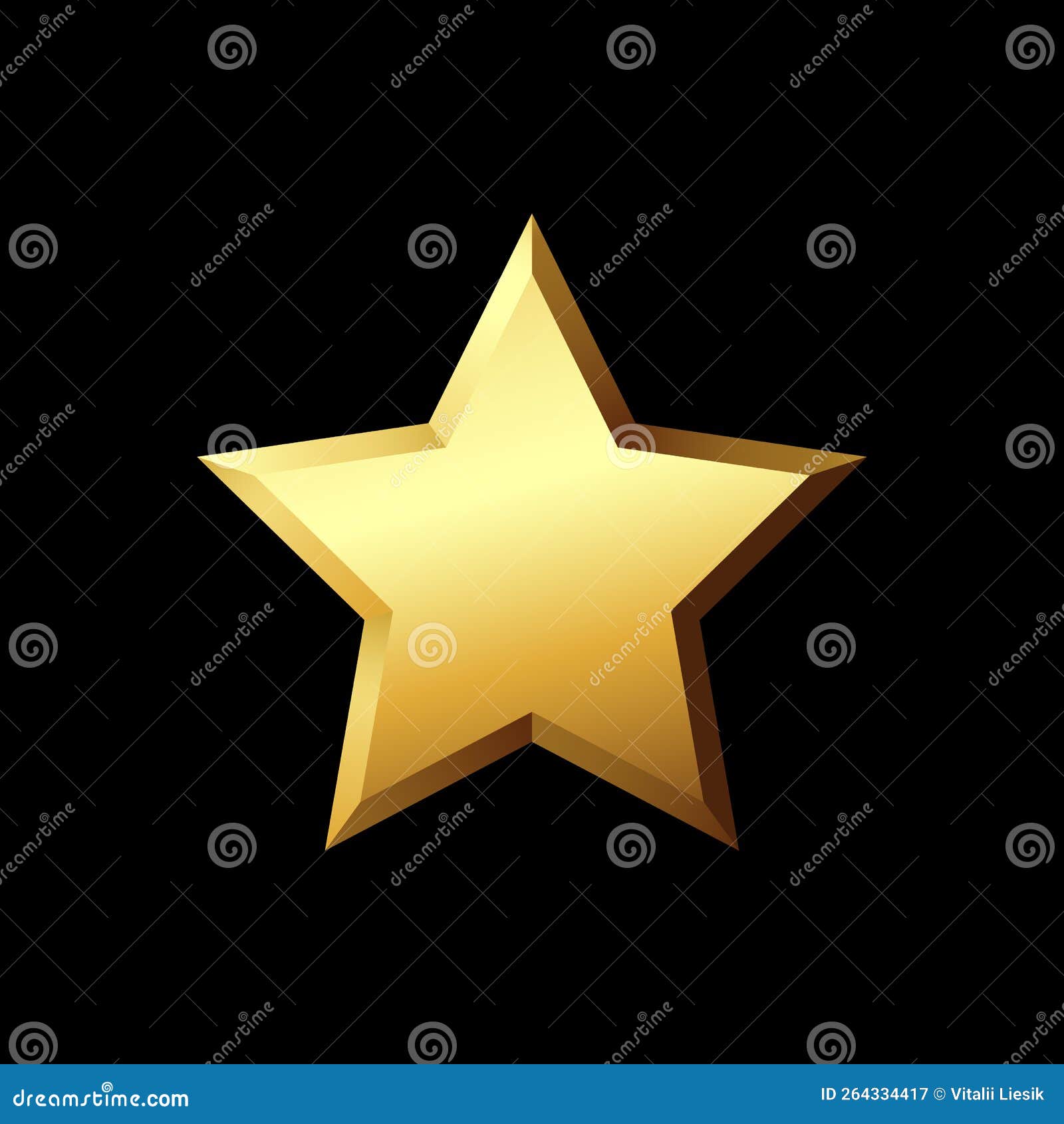 Shiny Golden Star on a Black Background. Design Element Stock Vector