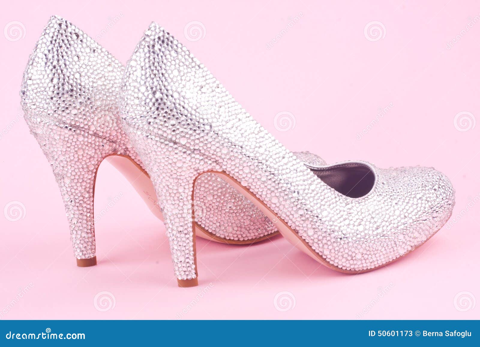 Shiny High Heel Shoes with Rhinestones Stock Image - Image of ...