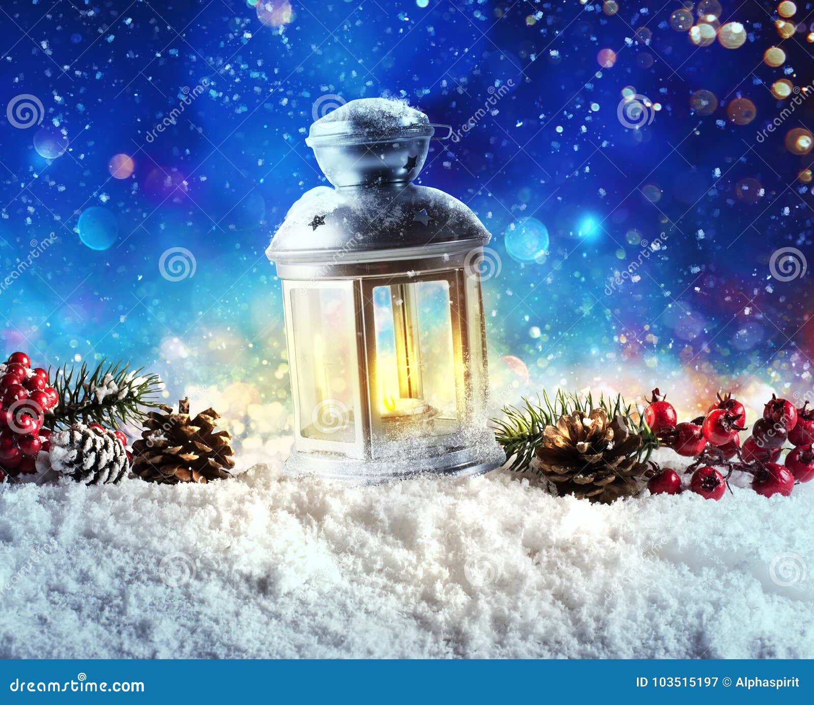 Shiny Lantern on a Christmas Background during the Night Stock Image ...
