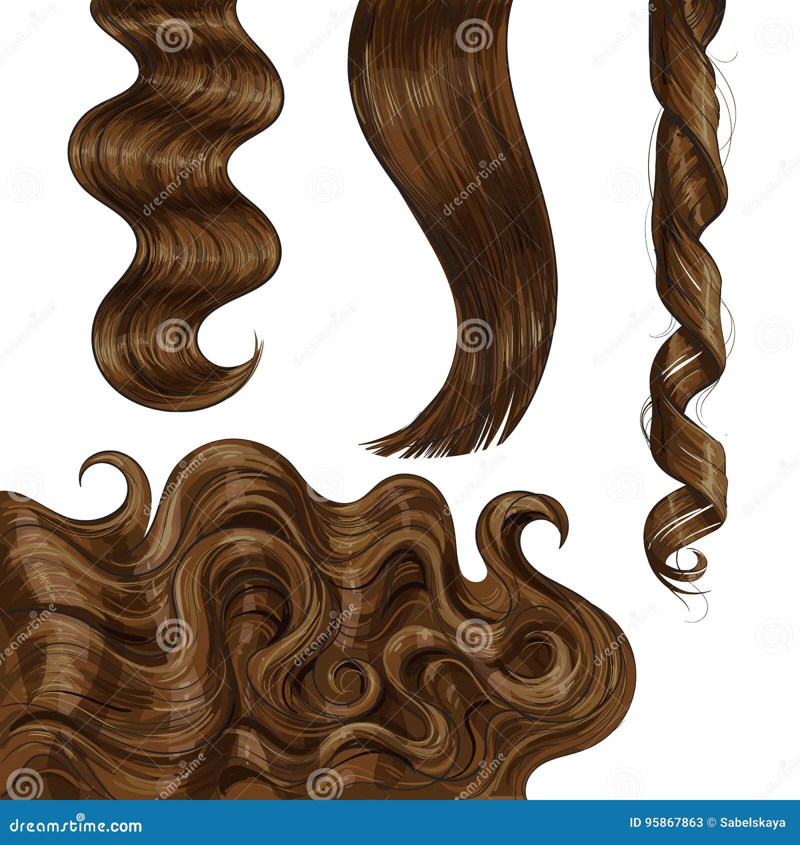 Shiny Long Brown, Fair Straight and Wavy Hair Curls Stock Vector - Illustration of drawing, lock: 95867863 Shiny Long Brown, Fair Straight and Wavy Hair Curls Stock Vector - Illustration of drawing, lock: 95867863