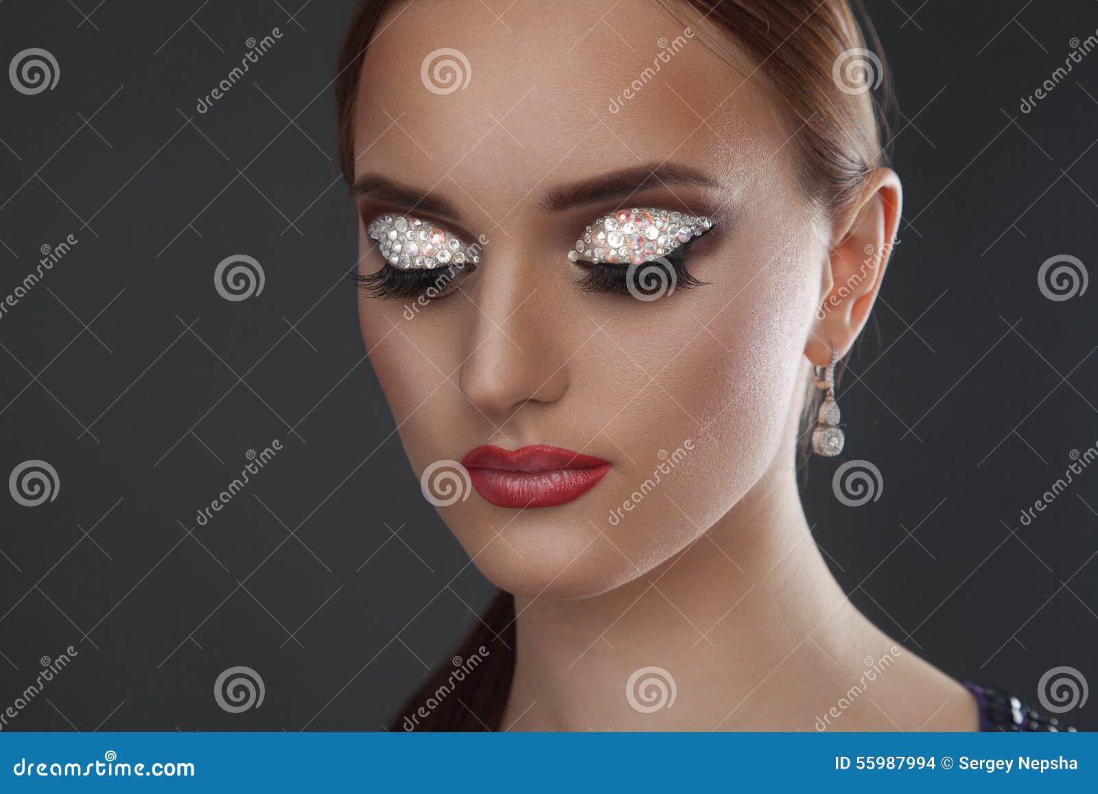 Shiny makeup stock photo. Image of close, modern, fashionable 55987994