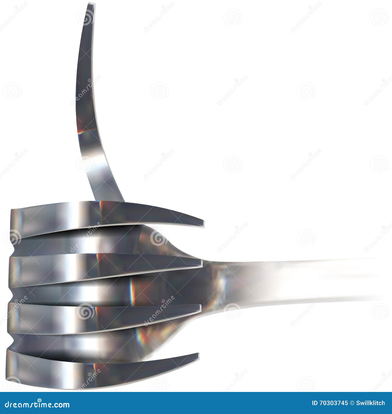 Shiny Metallic Fork Showing Thumbs Up Ok Sign Stock Vector