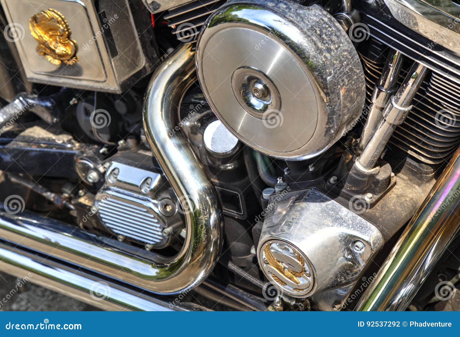 Shiny motorcycle engine stock photo. Image of exhaust 92537292