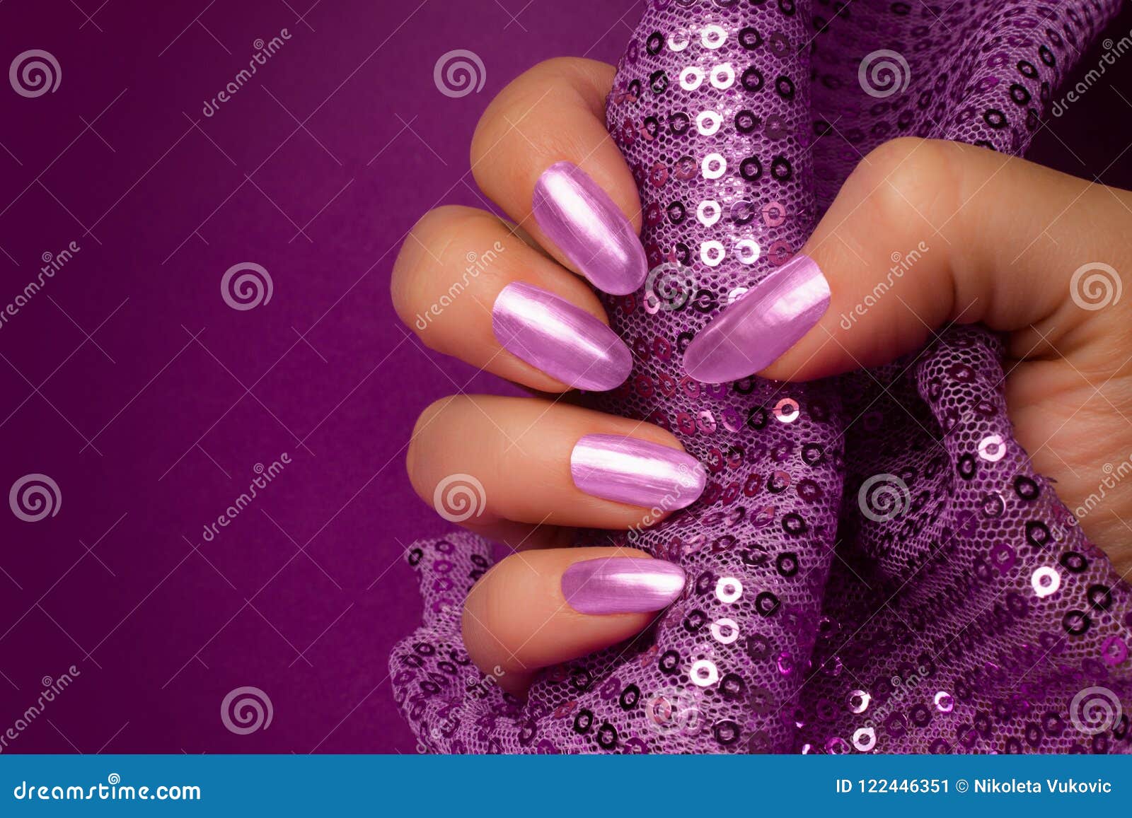 Shiny Purple Nails Manicure Stock Image - Image of glitters, acrylic ...