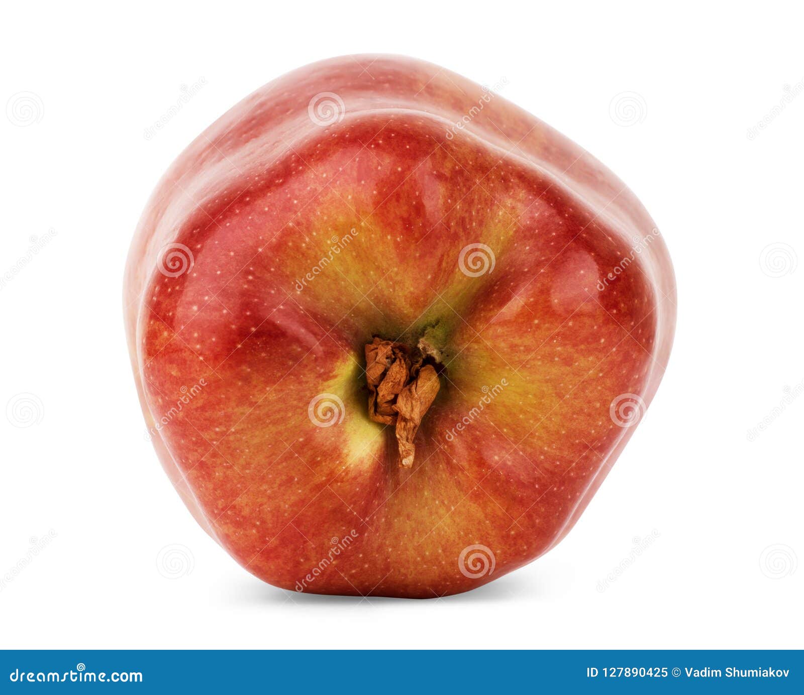 A Shiny Red Apple Isolated on White Background Stock Image Image of