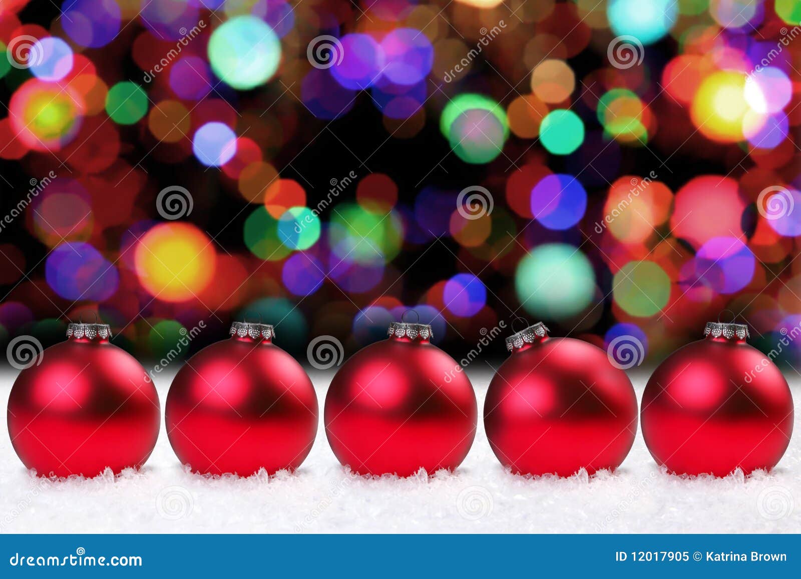 Shiny Red Christmas Bulbs and Pretty Lights Stock Image Image of