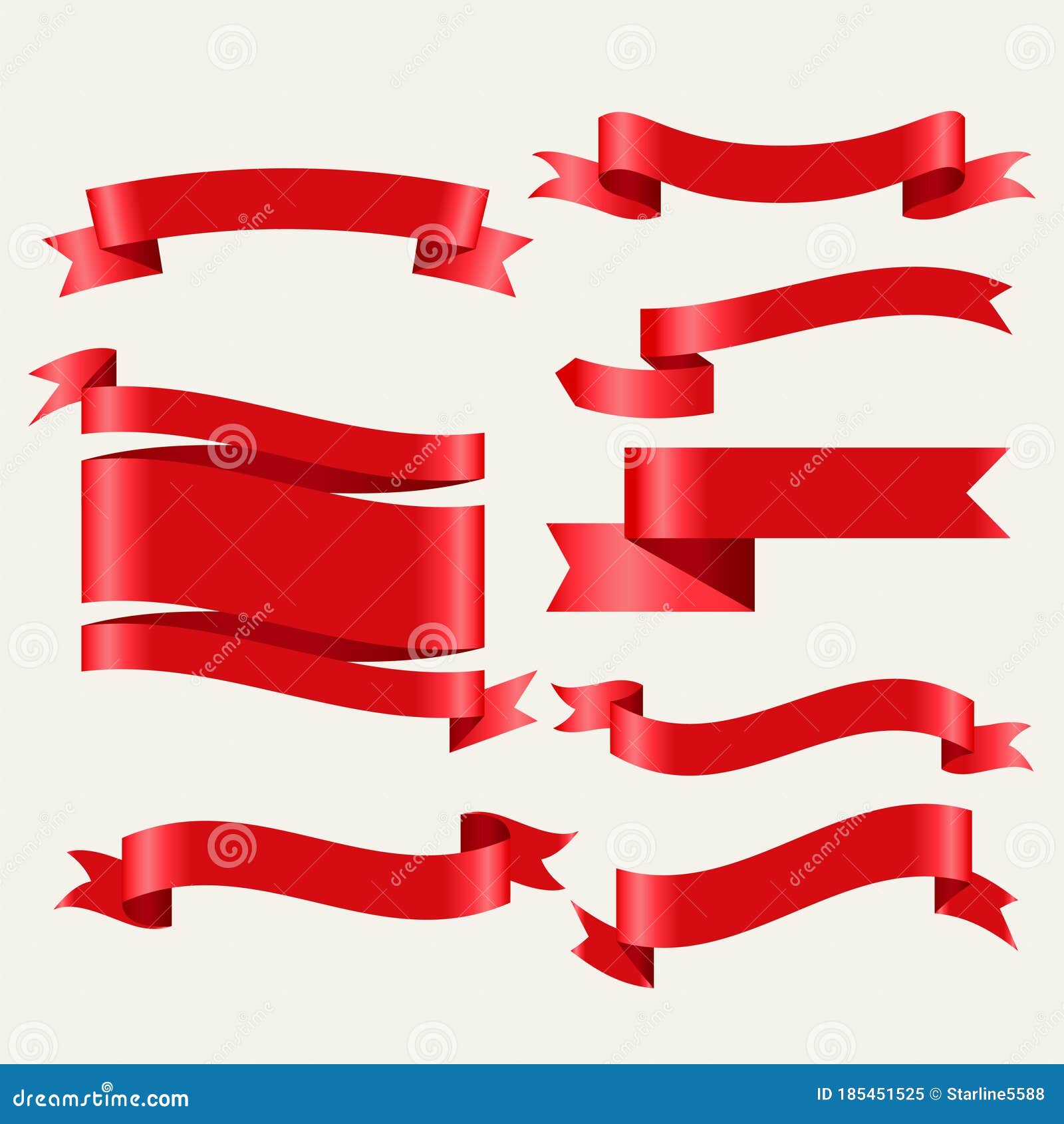 Shiny Red Classic Ribbons in 3d Style Stock Vector Illustration of