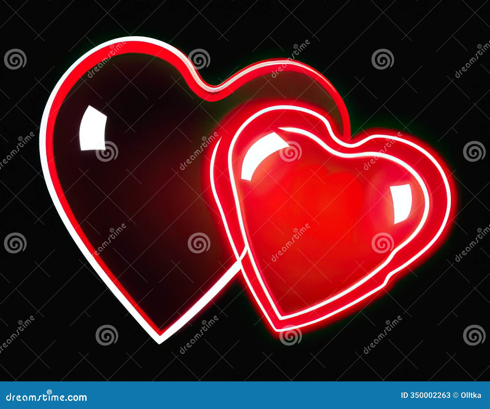 shiny red hearts glowing against a dark background, izing love and passion