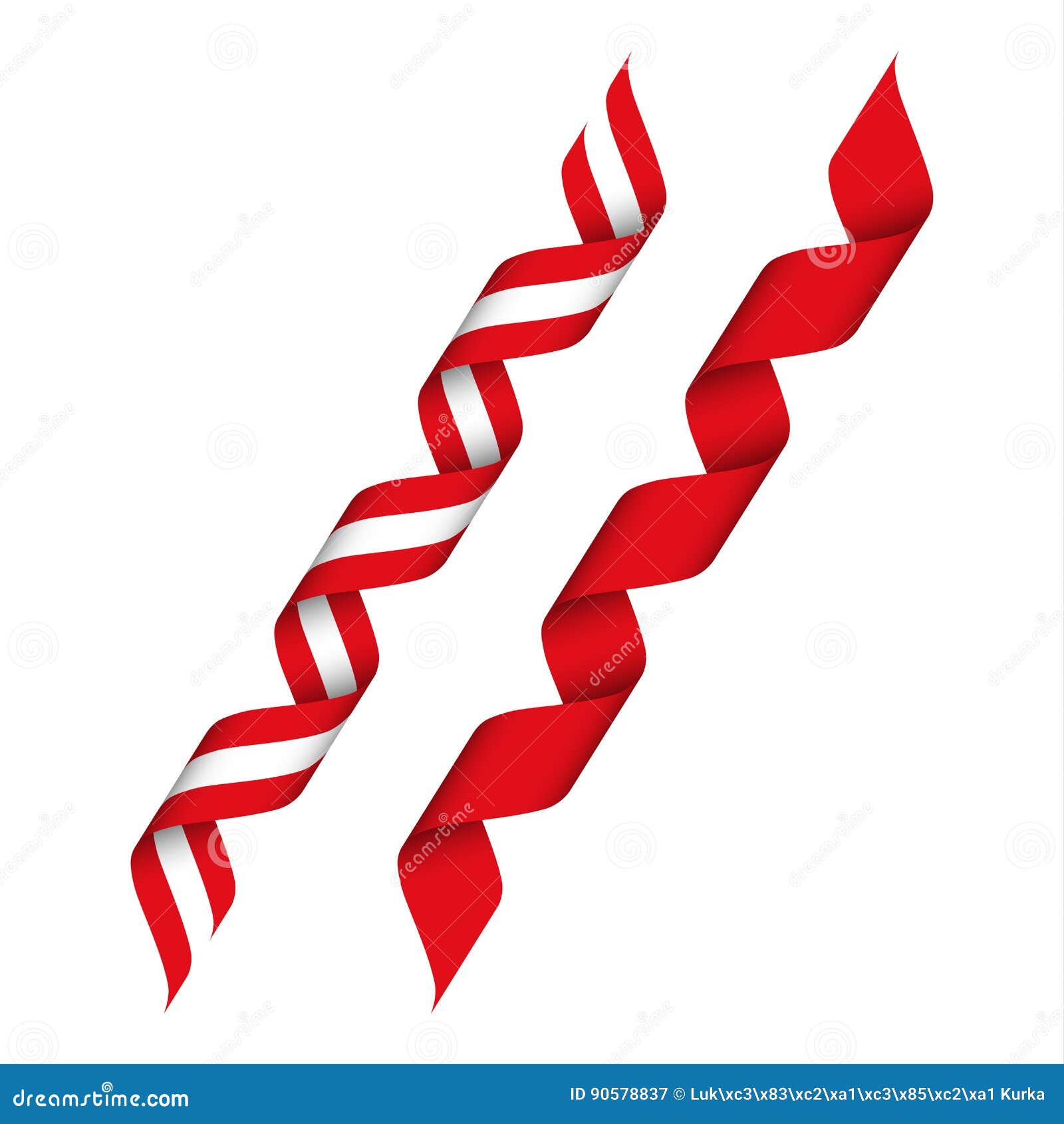 Shiny Red Ribbons Isolated on White Background Stock Vector