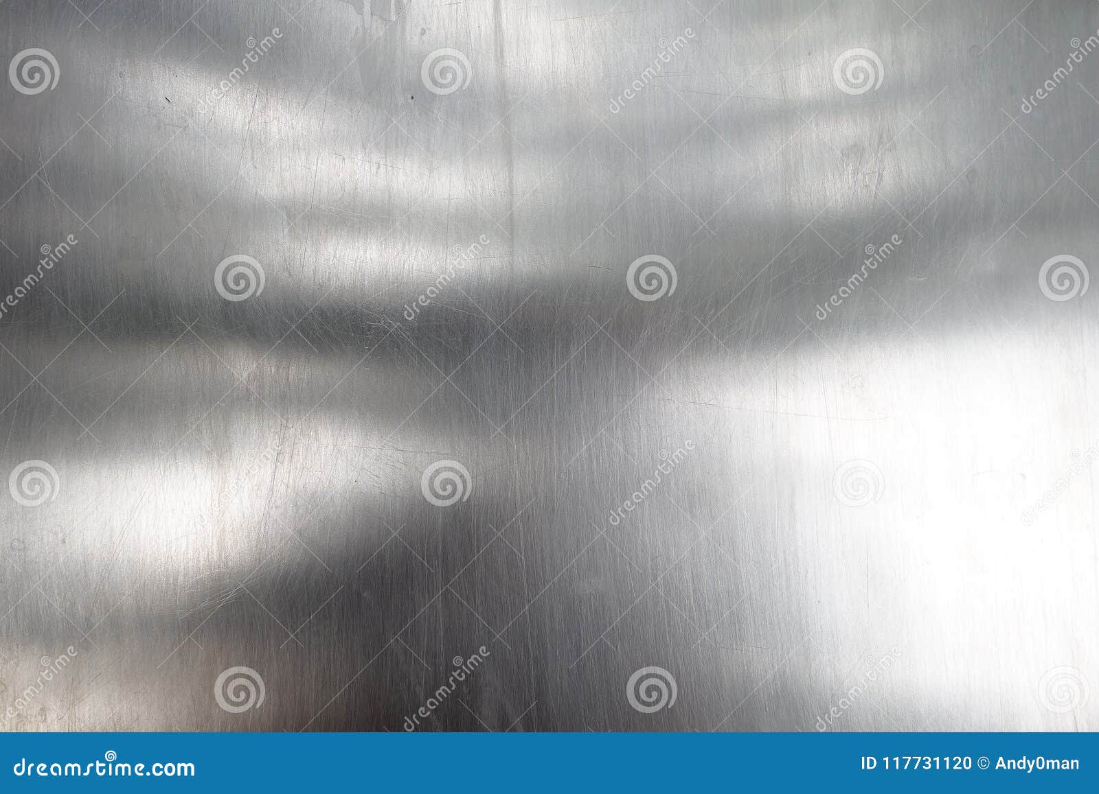 shiny and reflective surface of gray aluminum metal sheet, close-up silver stainless steel plate texture with tiny scratches