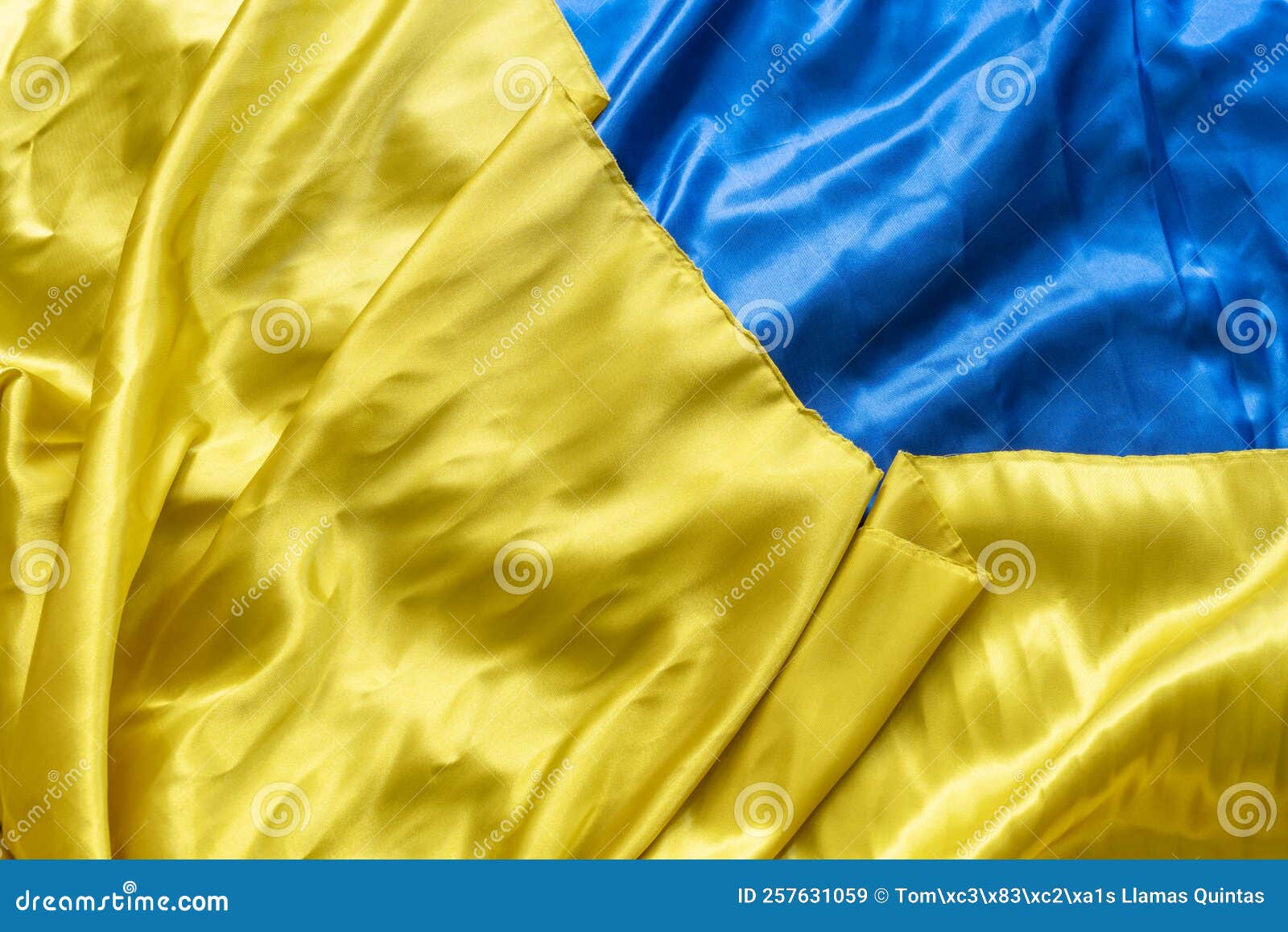 Shiny Satin Fabrics with the Colors of the Ukrainian Flag Stock Image