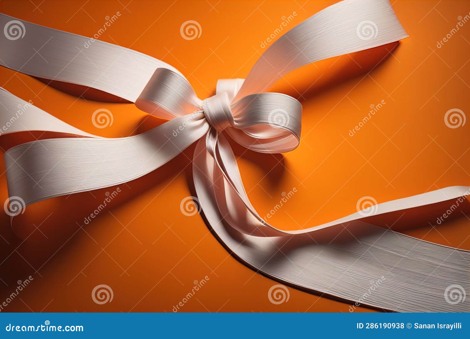 Shiny Satin Ribbon in Brown Color Isolated on White Background. Ai