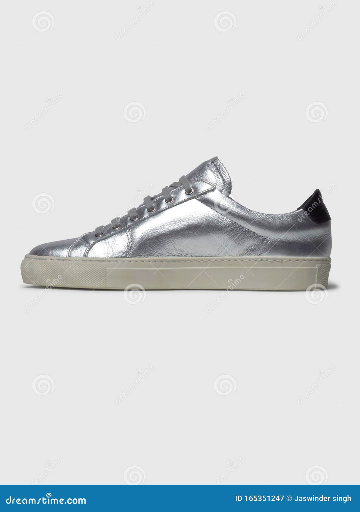 silver colored sneakers